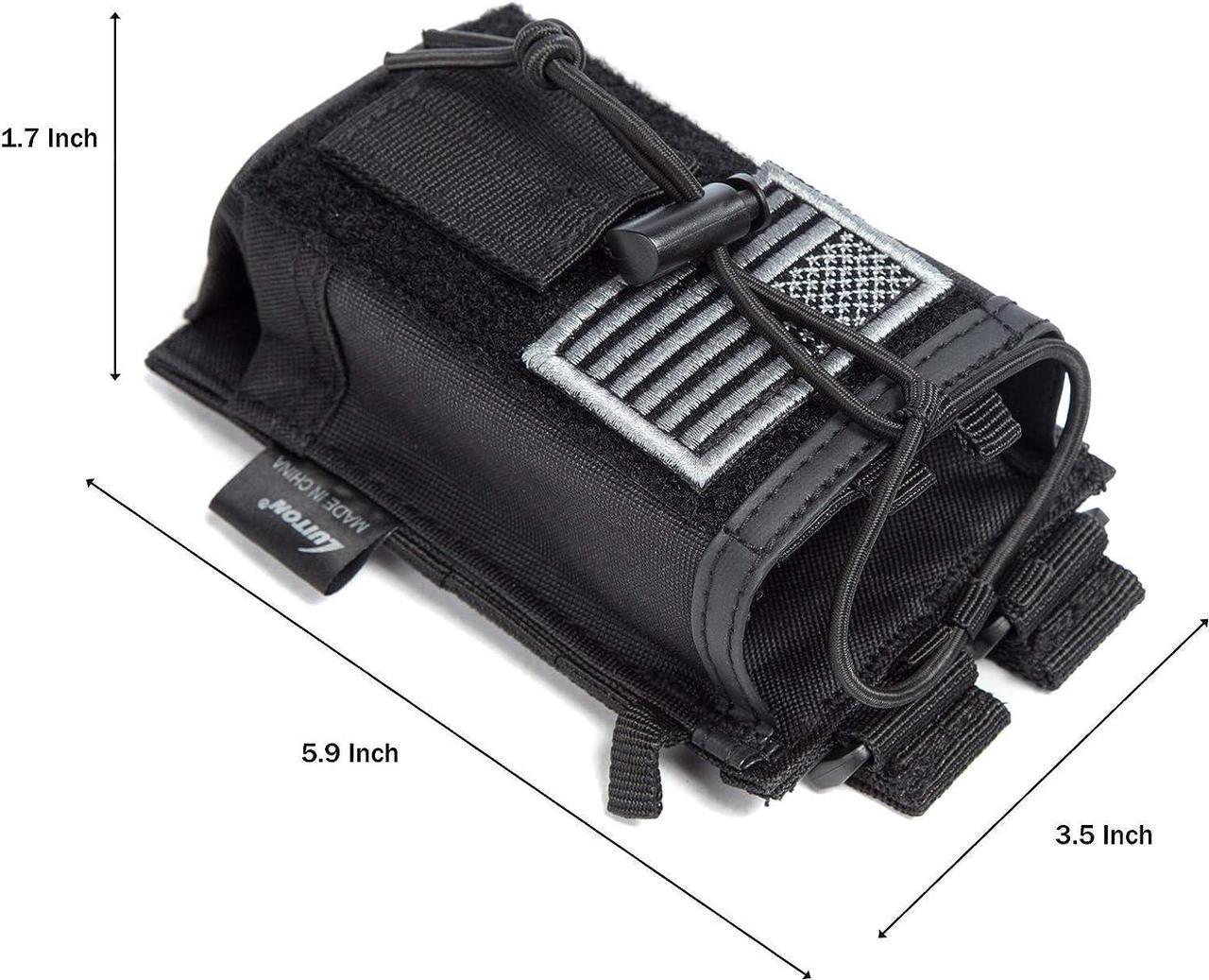 Alt view image 2 of 7 - 2 Pack Tactical Radio Holder Radio Case Molle Radio Holster Military Heavy Duty Radios Pouch Bag for Two Ways Walkie Talkies Adjustable Storage with 3 Pack Patch