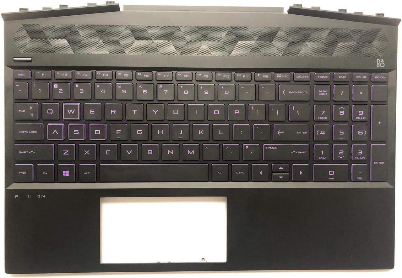 Palmrest Upper Case Touchpad with Backlight Keyboard for HP Gaming Pavilion 15-DK 15-DK0126TX TPN-C141, Compatible with Part Number L57596-001 Purple - OEM