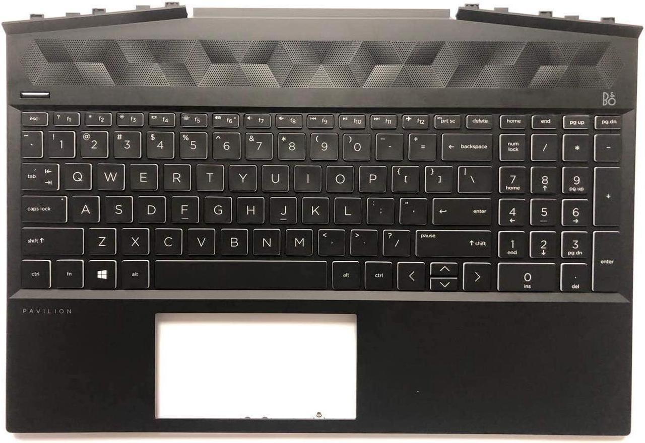 Palmrest Upper Case Touchpad with Backlight Keyboard for HP Gaming Pavilion 15-DK 15-DK0126TX TPN-C141, Compatible with Part Number L57595-001 Whiter - OEM