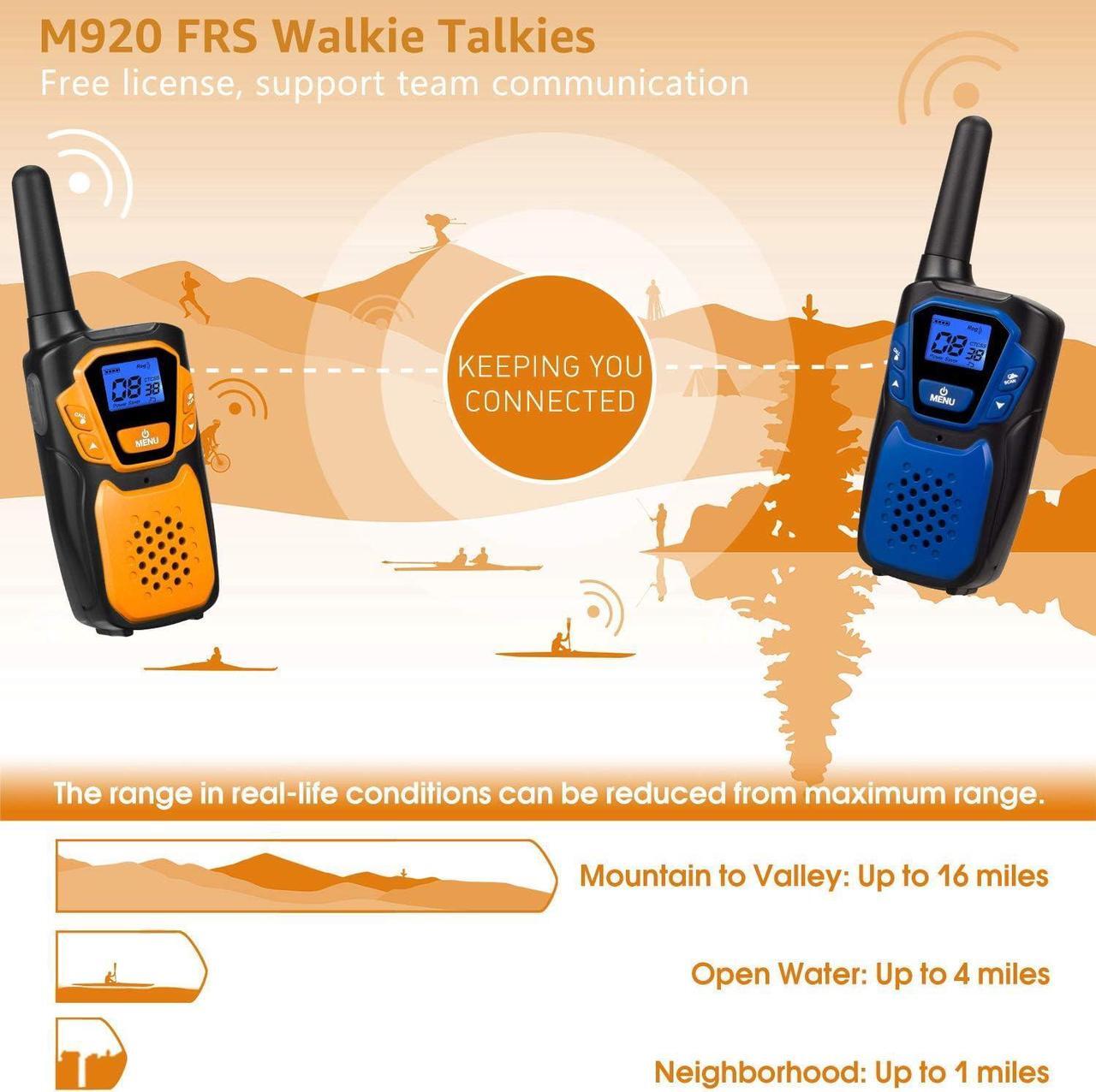 Alt view image 4 of 7 - Walkie Talkies 3 Pack, Rechargeable Easy to Use Family Walky Talky Long Range 2 Way Radio Gift with NOAA Weather Channel Micro-USB Charger/Battery/Lanyard Hiking Camping Trip