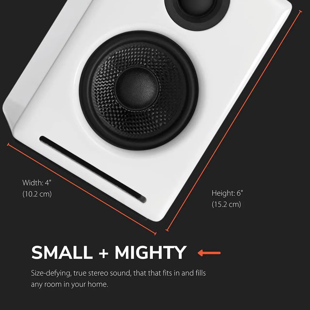 Alt view image 5 of 7 - Audioengine A2+ Wireless Bluetooth Speakers - Computer Monitor Speakers and Home Music System with aptX Bluetooth | 60W Powered Bookshelf Stereo Speakers with AUX Audio and USB DAC (White)