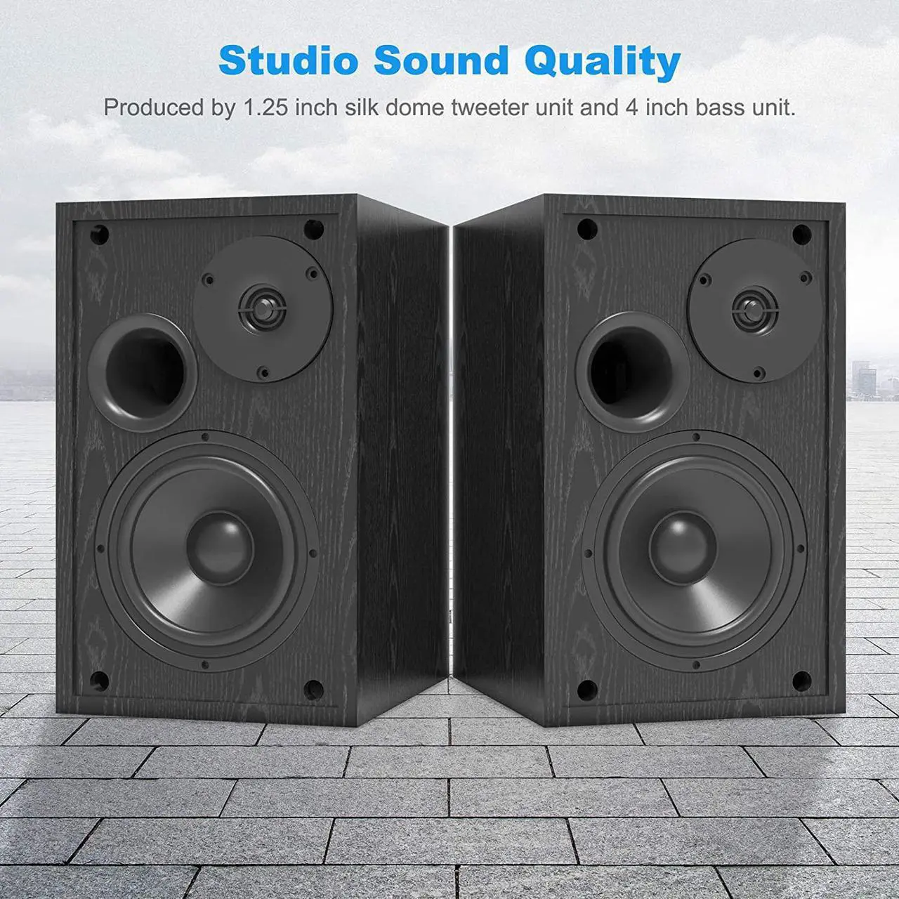 Alt view image 2 of 7 - Bookshelf Speakers, BESTISAN Powered Bookshelf Speakers, Bluetooth 5.0 Bookshelf Speakers with Bass Adjustable, 4 Inch Speakers for TV/Computer/Phone/Record Player, Home Studio Speakers