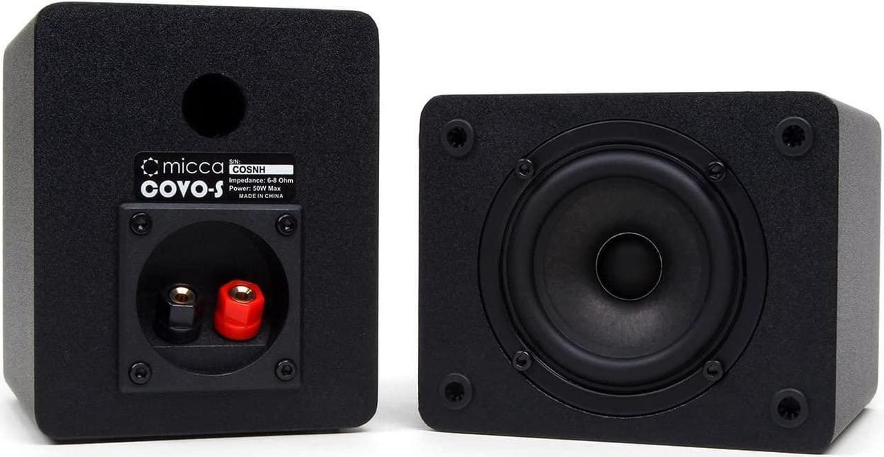 Alt view image 3 of 4 - Micca COVO-S Compact 2-Way Passive Bookshelf Speakers for Desktop Stereo or Home Theater Surround Sound, 3-Inch Woofer with Concentric Tweeter, Wall Mountable, Pair, Black