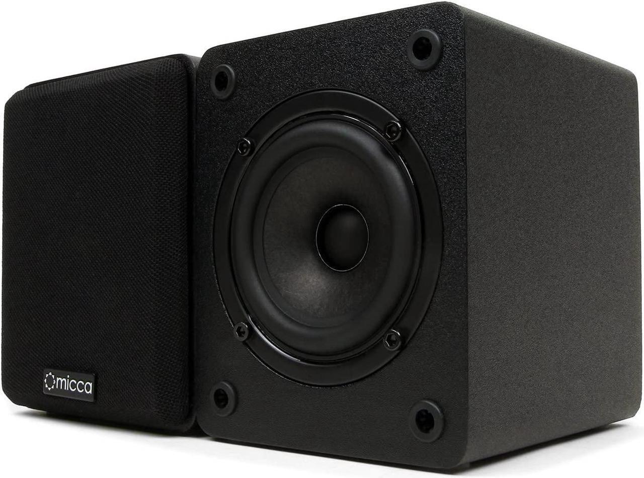 Alt view image 4 of 4 - Micca COVO-S Compact 2-Way Passive Bookshelf Speakers for Desktop Stereo or Home Theater Surround Sound, 3-Inch Woofer with Concentric Tweeter, Wall Mountable, Pair, Black