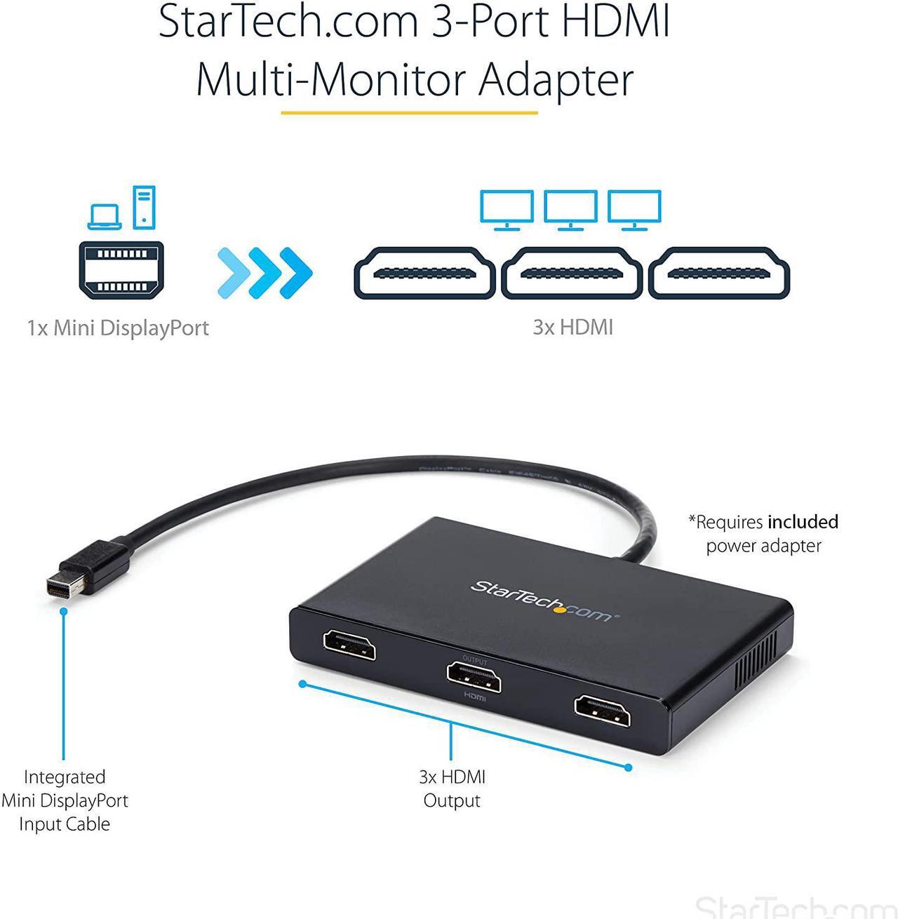 Alt view image 2 of 6 - Pro-trade.com 3-Port Multi Monitor Adapter - Mini DisplayPort to HDMI MST Hub - Triple 1080p/Dual 4K 30Hz - Video Splitter for Extended Desktop Mode on Windows Only - mDP 1.2 to 3x HDMI (MSTMDP123HD)