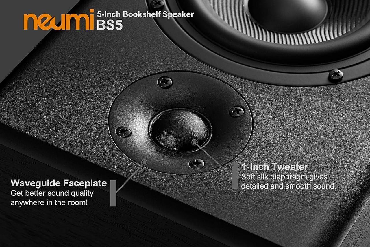 Alt view image 5 of 7 - NEUMI BS5 Passive Bookshelf Speakers, 5-Inch Woofer, 1-Inch Tweeter, Dark Wood, 1 Pair