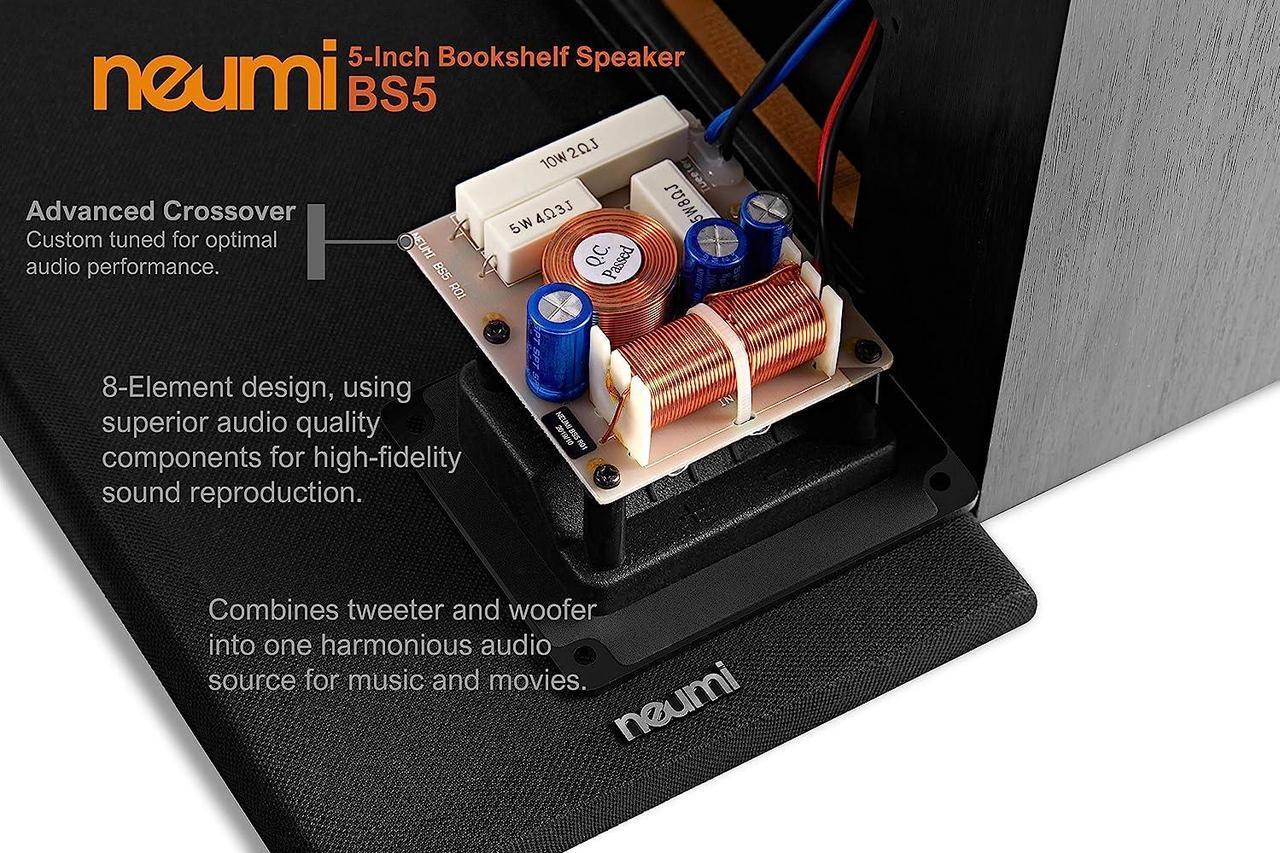 Alt view image 7 of 7 - NEUMI BS5 Passive Bookshelf Speakers, 5-Inch Woofer, 1-Inch Tweeter, Dark Wood, 1 Pair