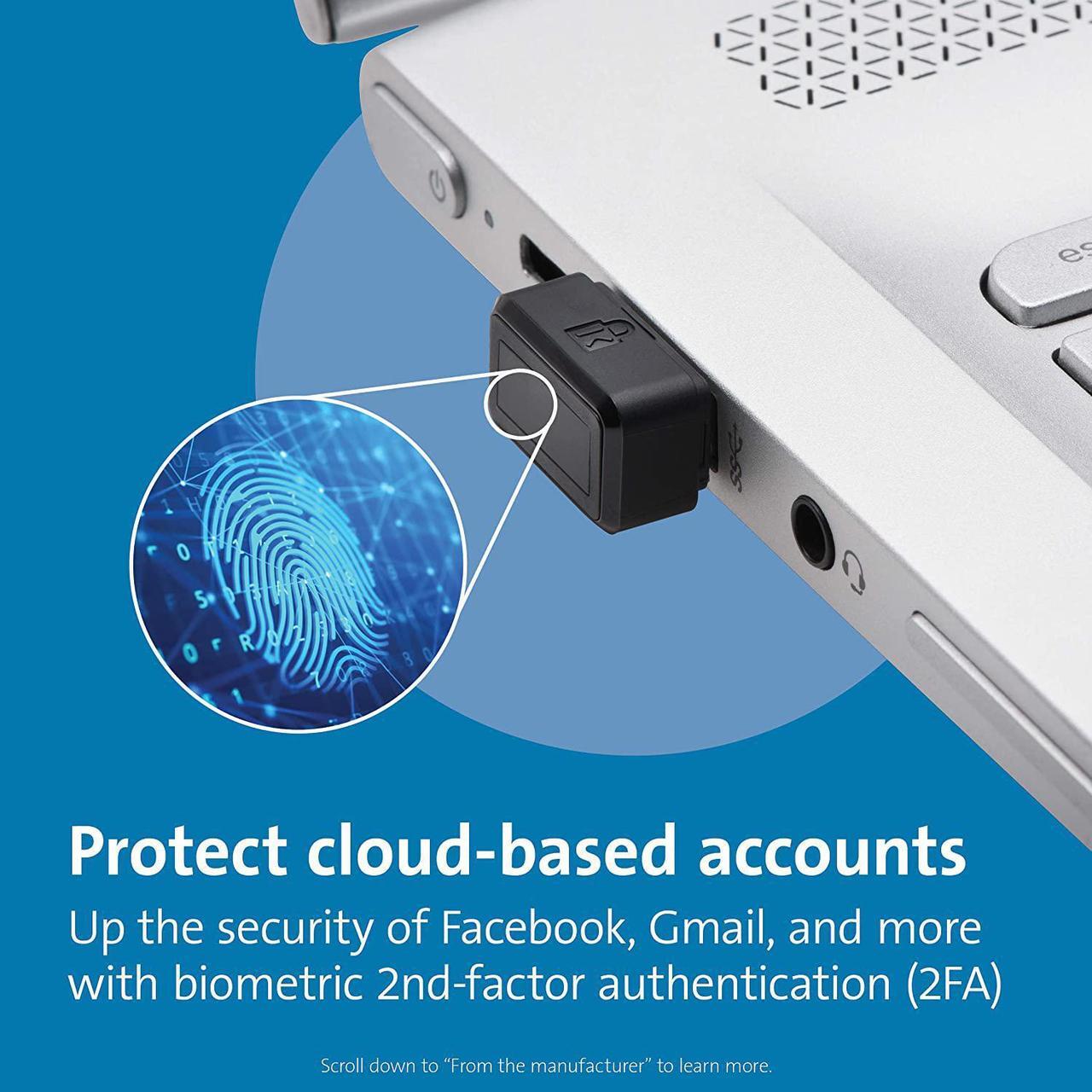 Alt view image 4 of 7 - Kensington VeriMark USB Fingerprint Key Reader - Windows Hello, FIDO U2F, Anti-Spoofing (K67977WW),Black