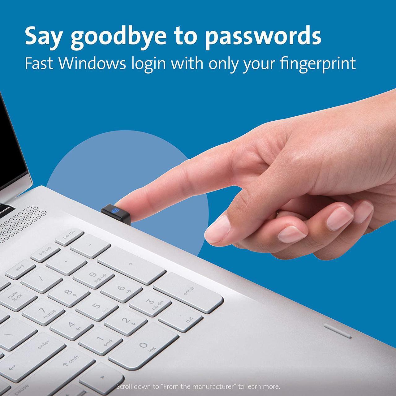 Alt view image 2 of 7 - Kensington VeriMark USB Fingerprint Key Reader - Windows Hello, FIDO U2F, Anti-Spoofing (K67977WW),Black
