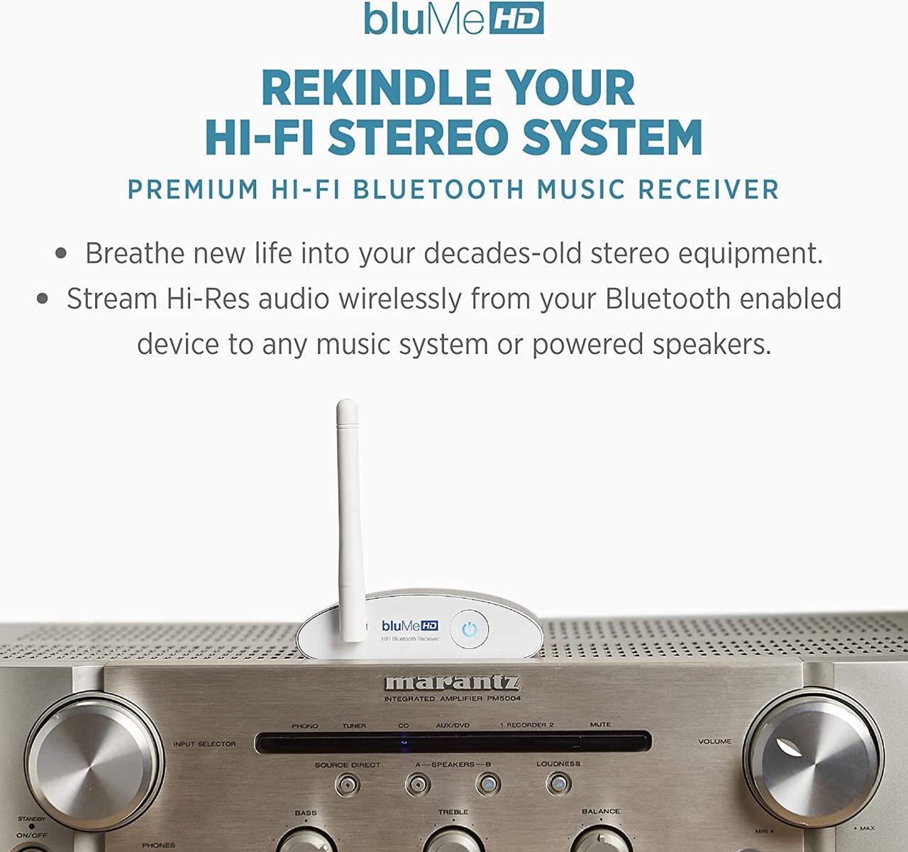 Alt view image 2 of 7 - Auris Blume HD Long Range Bluetooth 5.0 Music Receiver Hi-Fi Audio Adapter with Audiophile DAC & AptX HD for Home Stereo, AV Receiver or Amplifier