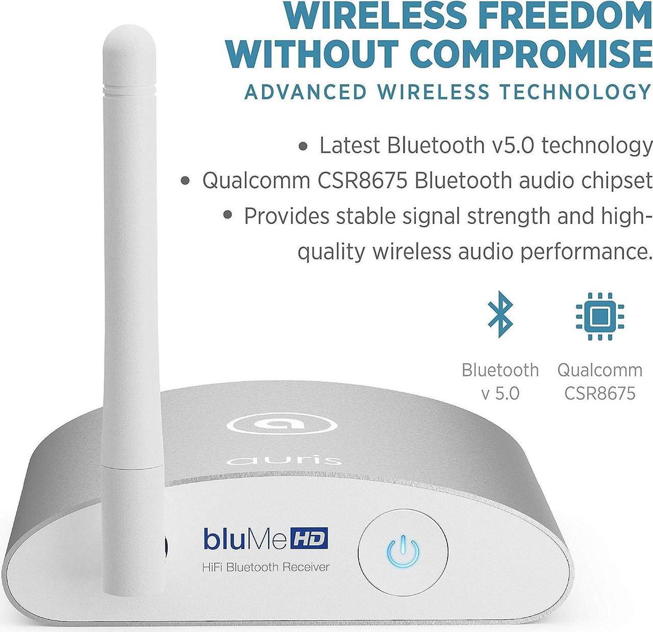 Alt view image 3 of 7 - Auris Blume HD Long Range Bluetooth 5.0 Music Receiver Hi-Fi Audio Adapter with Audiophile DAC & AptX HD for Home Stereo, AV Receiver or Amplifier