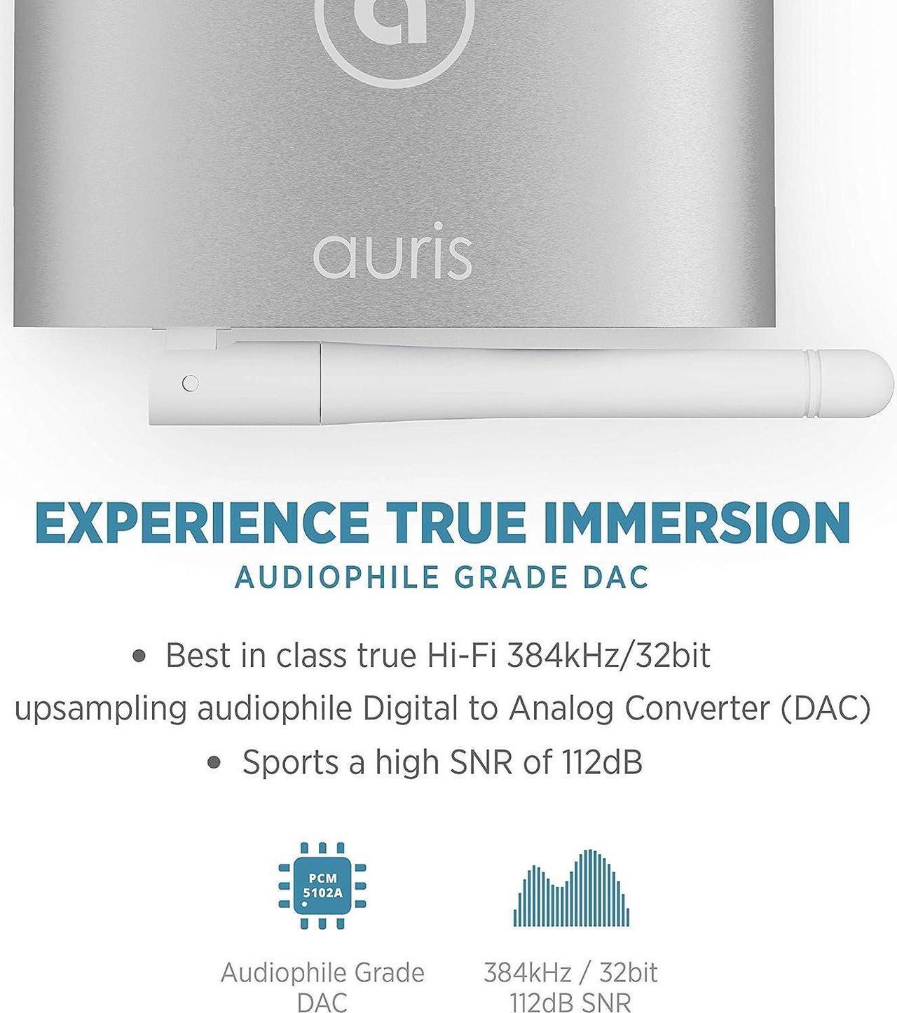 Alt view image 5 of 7 - Auris Blume HD Long Range Bluetooth 5.0 Music Receiver Hi-Fi Audio Adapter with Audiophile DAC & AptX HD for Home Stereo, AV Receiver or Amplifier