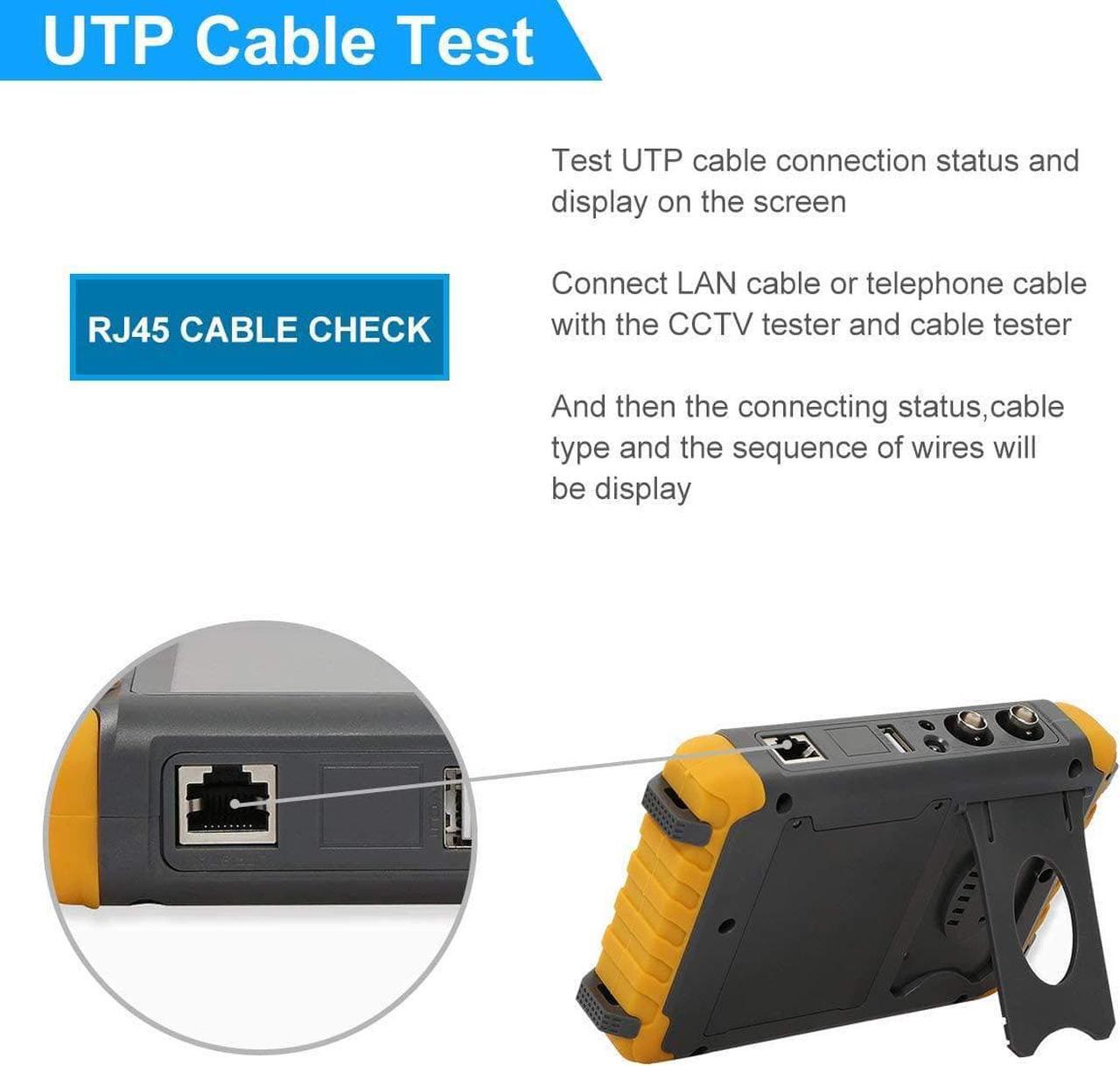Alt view image 3 of 7 - 5 Inch 4 in 1 CCTV Monitor Tester, AHD/TVI/CVI/CVBS Coaxial Analog Video Monitor Tester, UTP/PTZ Cable Test for 1080P/3MP/4MP/5MP Analog Security Camera, VGA DC12V Output Camera CCTV Tester