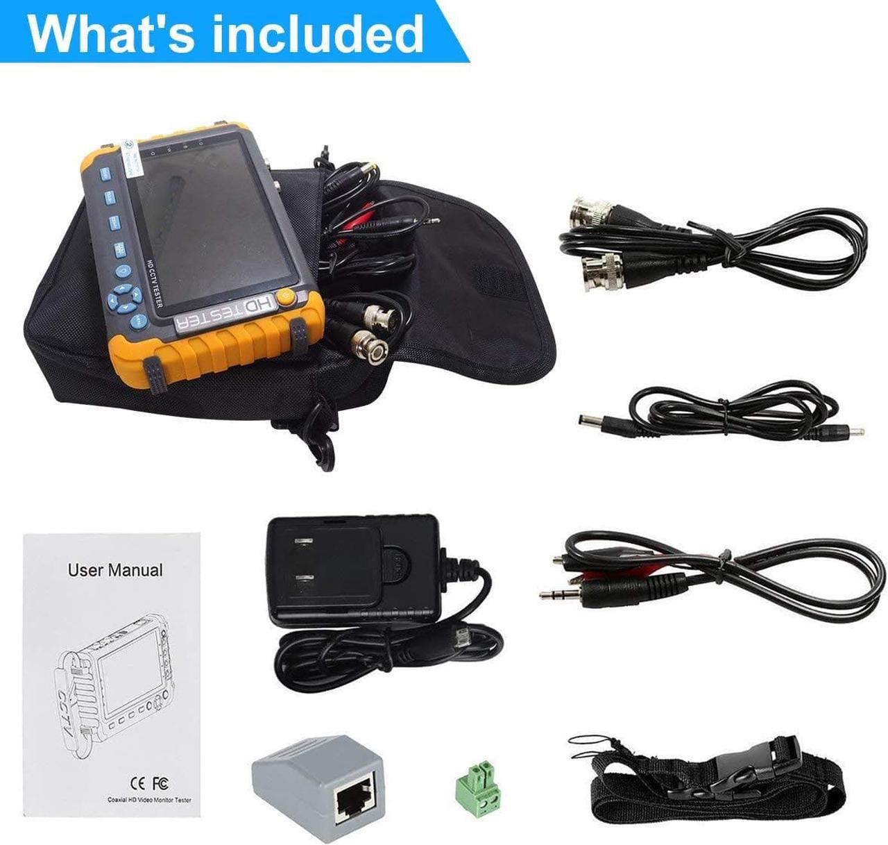 Alt view image 7 of 7 - 5 Inch 4 in 1 CCTV Monitor Tester, AHD/TVI/CVI/CVBS Coaxial Analog Video Monitor Tester, UTP/PTZ Cable Test for 1080P/3MP/4MP/5MP Analog Security Camera, VGA DC12V Output Camera CCTV Tester