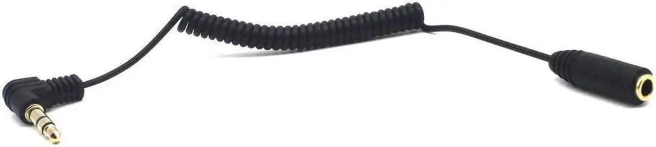 Alt view image 4 of 5 - 30cm 3.5mm TRS Extension Audio Coiled Cable 90 Degree Angle Male to Straight Female 1/8 3.5mm 3 Pole Jack Stereo Headphone Aux Spring Spiral Cord 2 Pack OD 1.5mm