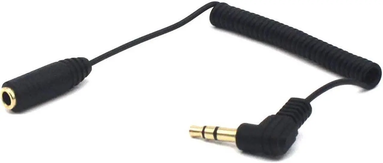 Alt view image 5 of 5 - 30cm 3.5mm TRS Extension Audio Coiled Cable 90 Degree Angle Male to Straight Female 1/8 3.5mm 3 Pole Jack Stereo Headphone Aux Spring Spiral Cord 2 Pack OD 1.5mm