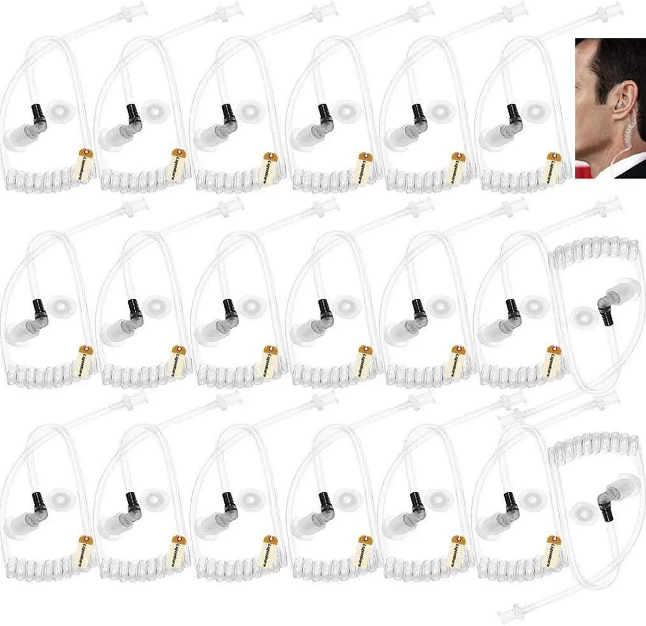 Main image of Lsgoodcare 20Pcs Replacement Covert Acoustic Air Coil Audio Tube Earbuds Compatible for Motorola Kenwood Icom Yaesu Two Way Radio Earpiece