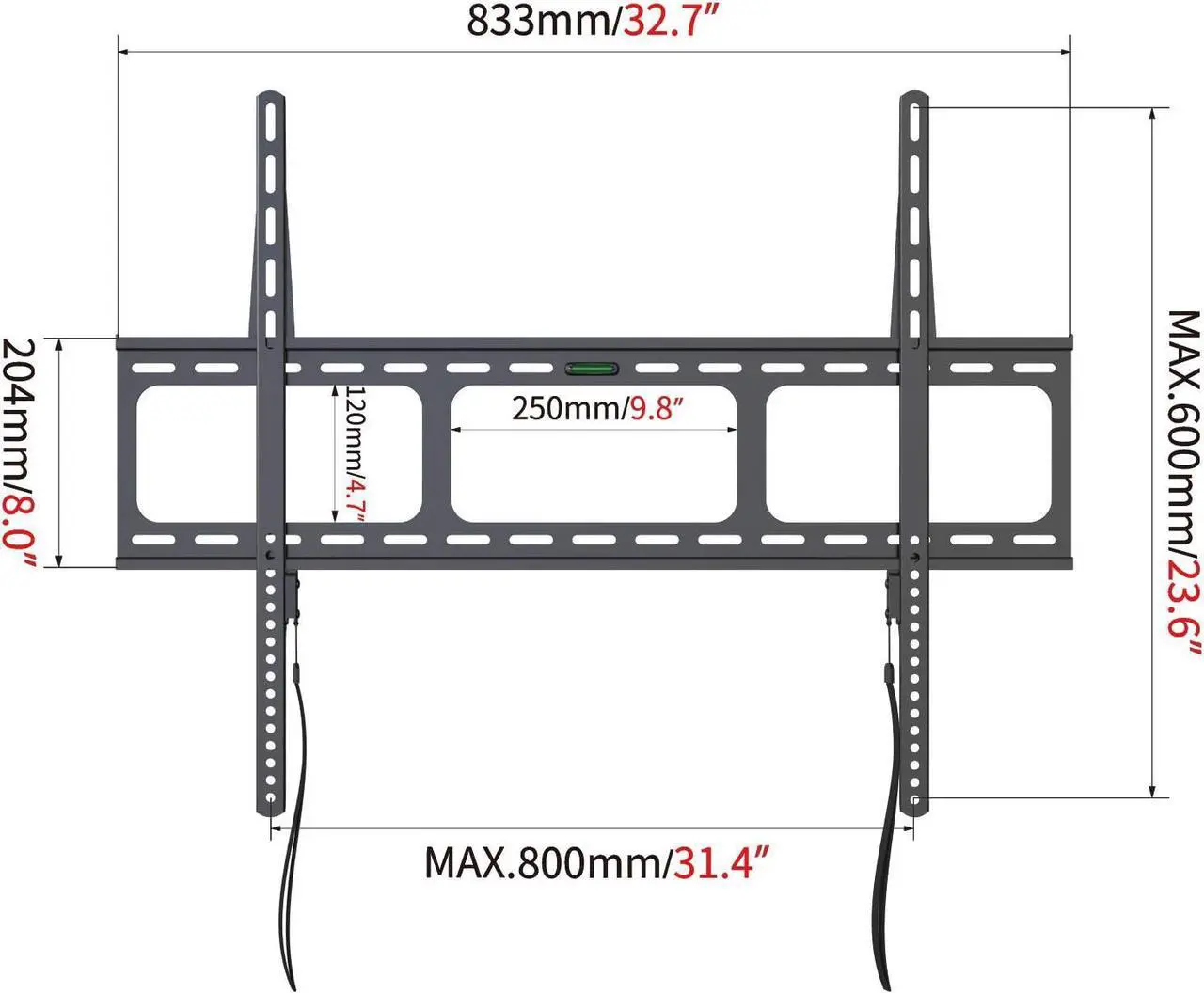 Alt view image 2 of 7 - Fixed TV Wall Mounts- Low Profile TV Bracket Mounts for Most 42-100" LED/LCD Flat Screen TVs, 0.63''Ultra Slim, Max.VESA 800X600, Up to 220lbs Capacity