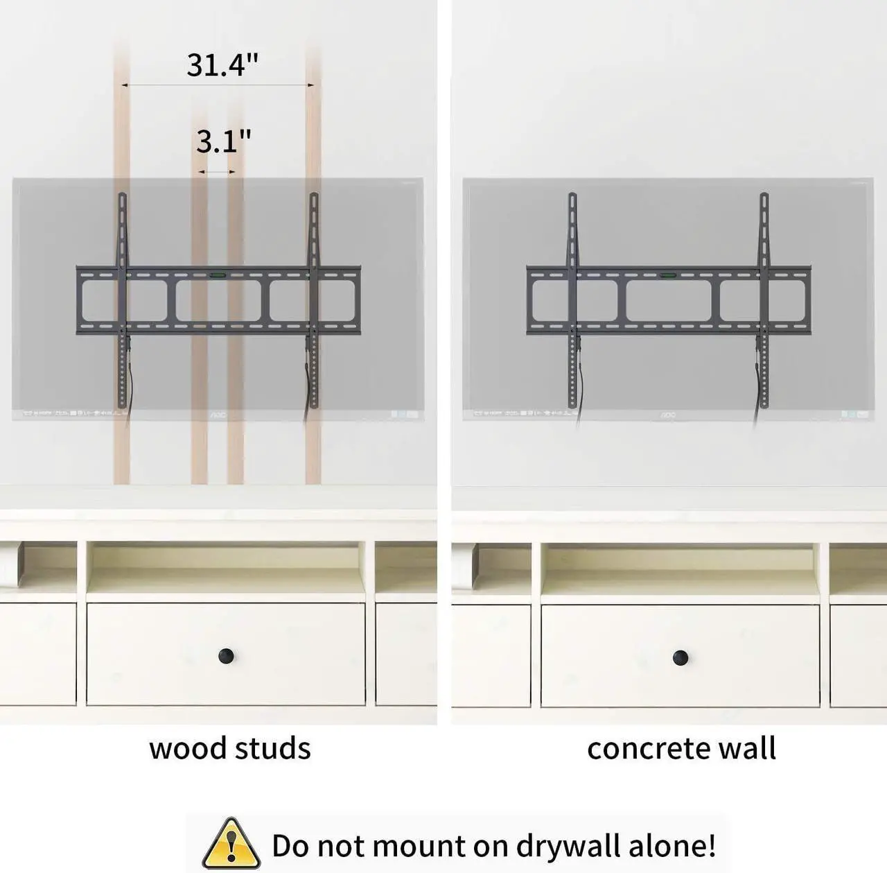 Alt view image 4 of 7 - Fixed TV Wall Mounts- Low Profile TV Bracket Mounts for Most 42-100" LED/LCD Flat Screen TVs, 0.63''Ultra Slim, Max.VESA 800X600, Up to 220lbs Capacity