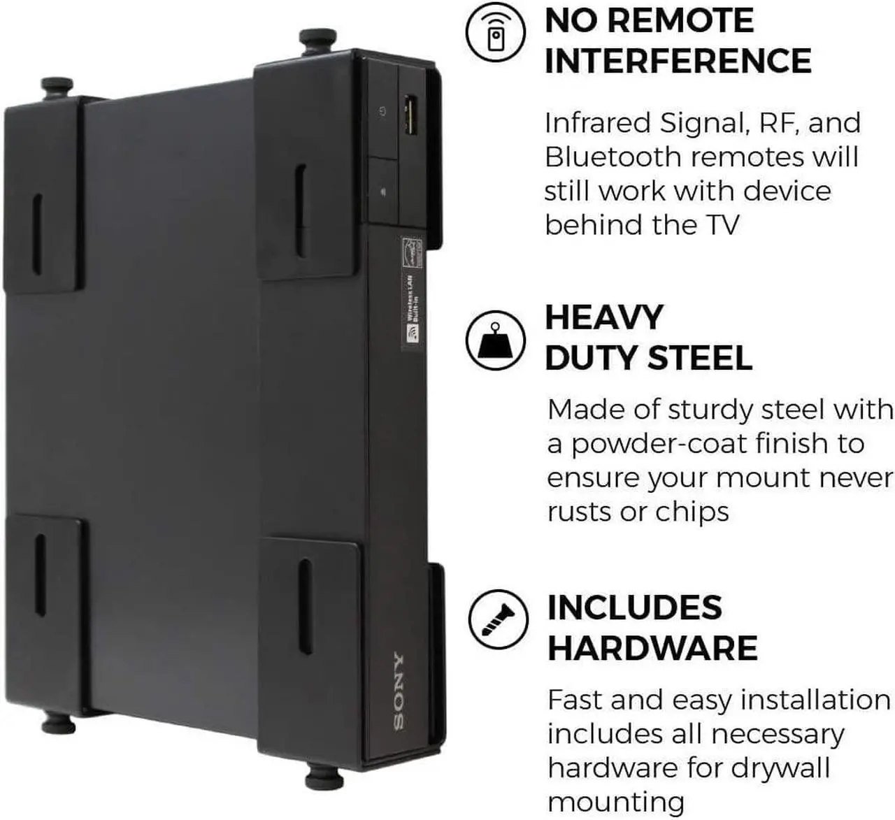 Alt view image 4 of 7 - HumanCentric Adjustable Device Wall Mount, Cable Box and Modem Bracket, Adjustable Wall Adapter for Small and Wide or Narrow Devices Like Cable Boxes, Modems, DVD Players on The Wall Behind TV