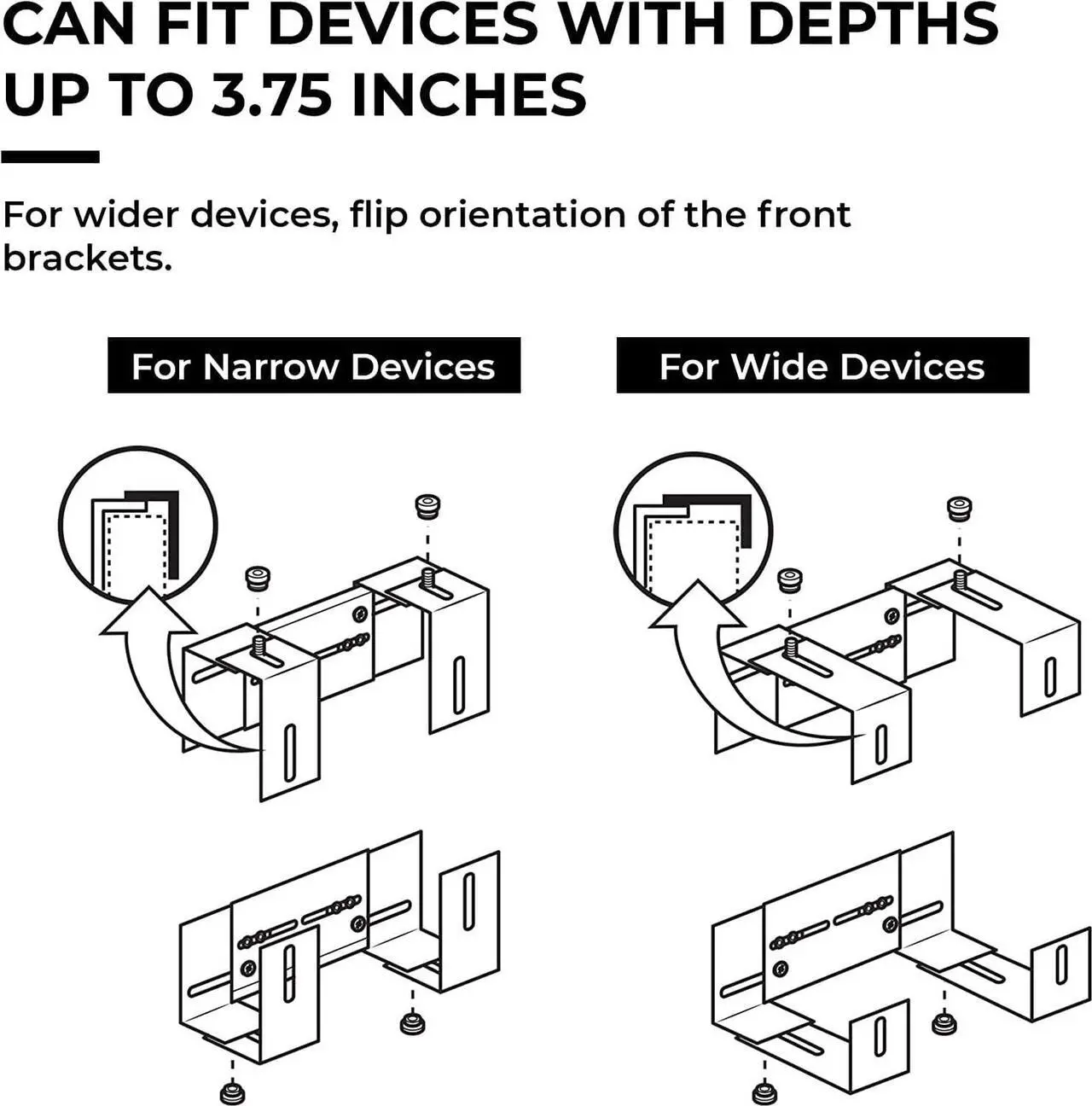 Alt view image 5 of 7 - HumanCentric Adjustable Device Wall Mount, Cable Box and Modem Bracket, Adjustable Wall Adapter for Small and Wide or Narrow Devices Like Cable Boxes, Modems, DVD Players on The Wall Behind TV