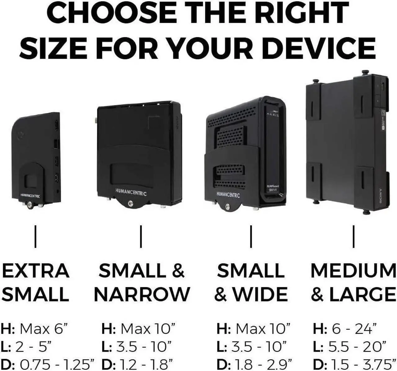 Alt view image 2 of 7 - HumanCentric Adjustable Device Wall Mount, Cable Box and Modem Bracket, Adjustable Wall Adapter for Small and Wide or Narrow Devices Like Cable Boxes, Modems, DVD Players on The Wall Behind TV