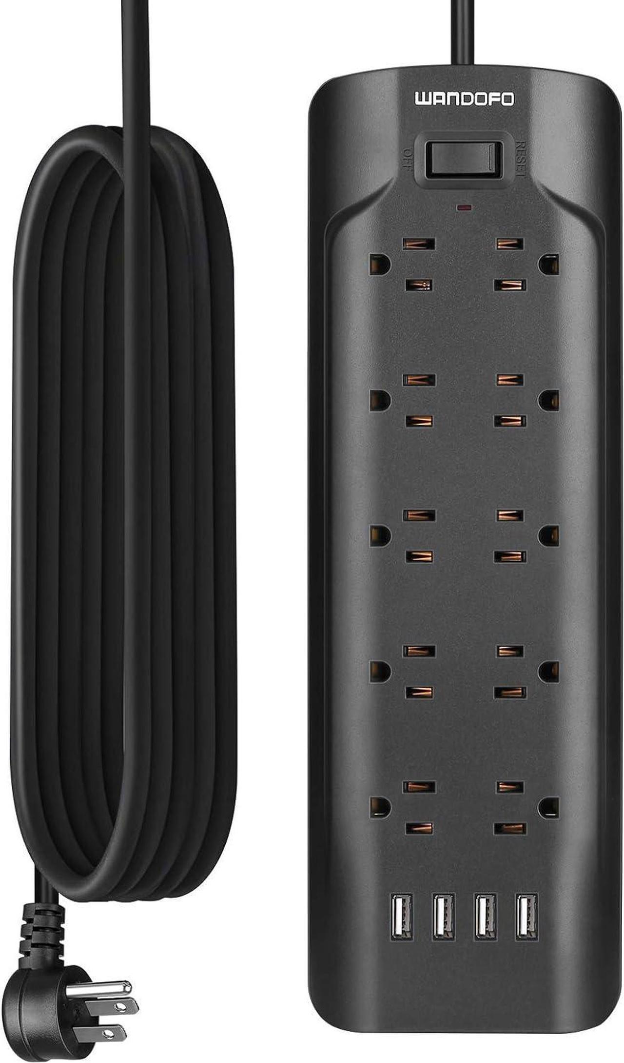 Main image of 15ft Extra Long Cord Power Strip Surge Protector, 5V 3.4A Smart USB Outlet Strip, 10 Widely Spaced Outlets, Low Profile Flat Plug, Wall Mountable, Ideal for Home Office, Black