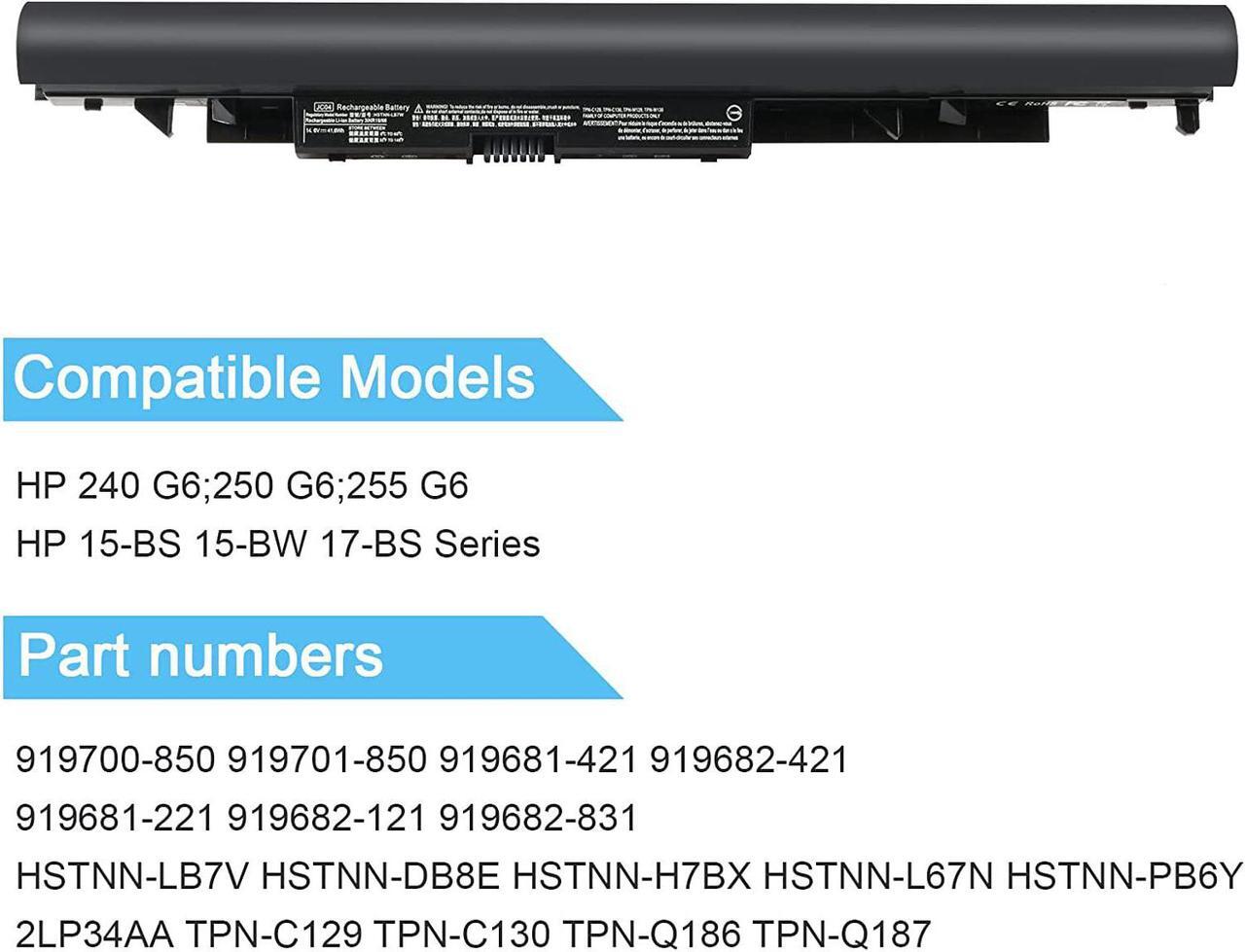 Alt view image 4 of 6 - New Replacement 919700-850 JC03 JC04 Laptop Battery for Hp 15-BS 15-BW 17-BS Notebook PC series fits 17-bs067cl 17-bs049dx 17-bs011dx 15-bs015dx 15-bs212wm 15-bw011dx Spare 919701-850 TPN-W129 Battery