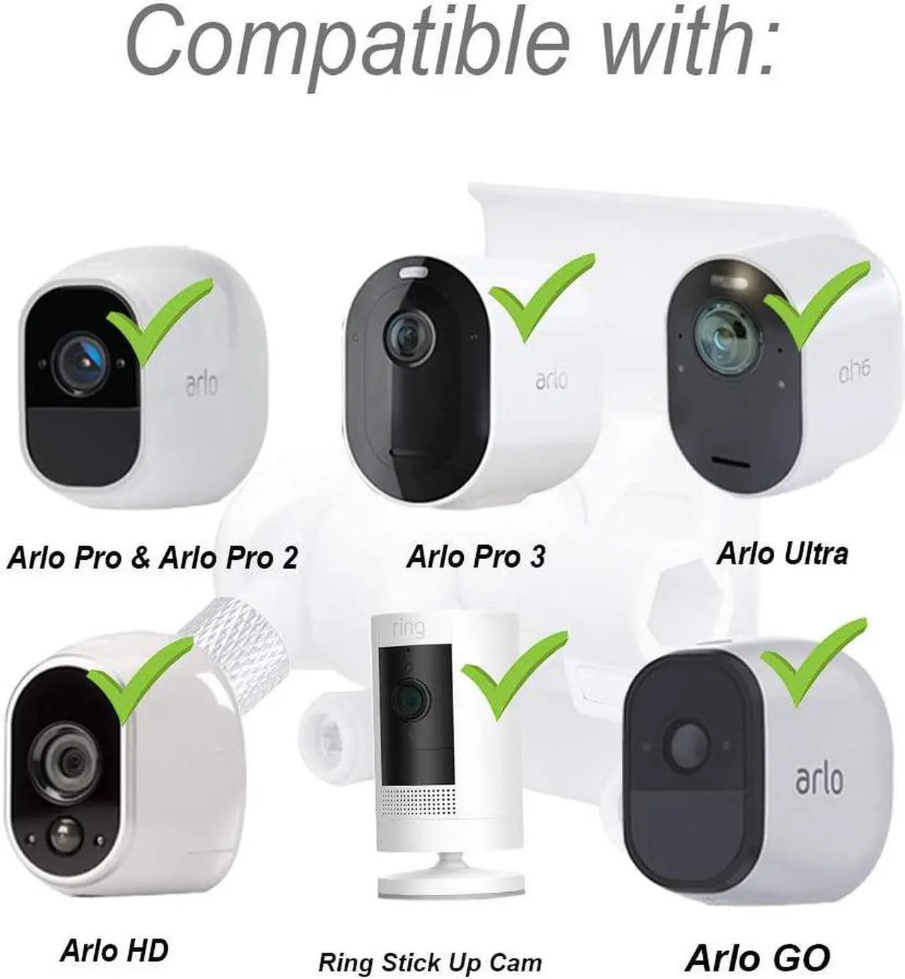 Alt view image 5 of 7 - HOLACA Vinyl Siding Clips for Arlo,Stick Up Cam Roelink ZUMIMALL Eufy Security Camera, Hanger Hooks for Mounting Security Camera, Weatherproof Stainless Steel Material (2 Pack, White)