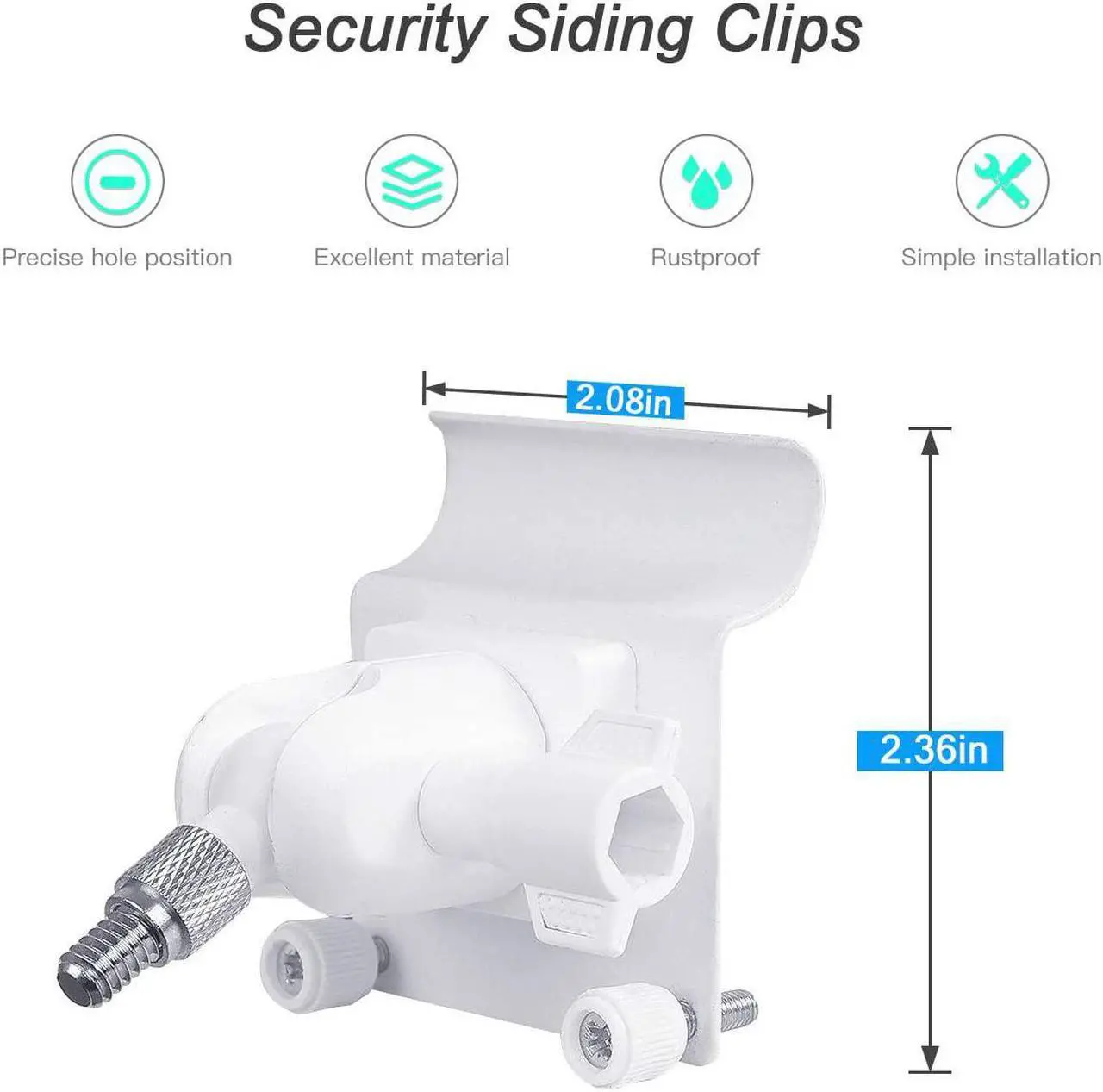 Alt view image 6 of 7 - HOLACA Vinyl Siding Clips for Arlo,Stick Up Cam Roelink ZUMIMALL Eufy Security Camera, Hanger Hooks for Mounting Security Camera, Weatherproof Stainless Steel Material (2 Pack, White)
