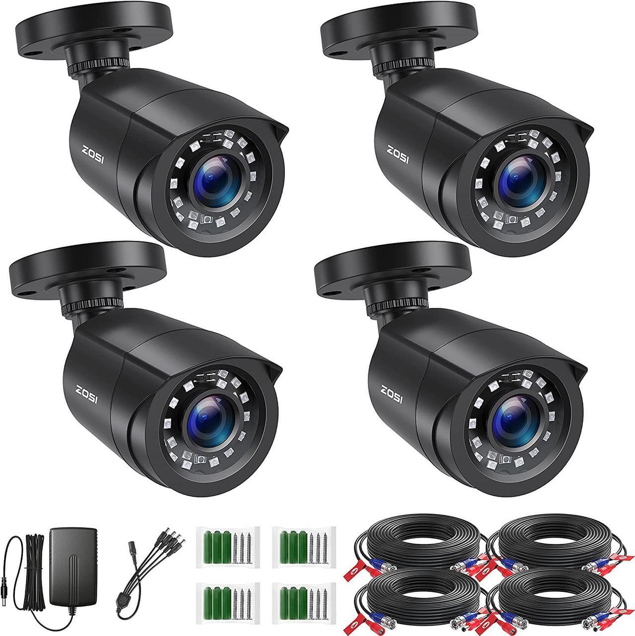 Main image of ZOSI 1080P 4 Pack HD TVI Security Cameras, 80ft Night Vision, Outdoor Indoor Weatherproof Bullet Camera for 1080P/5MP/4K HD TVI Analog CCTV DVR System