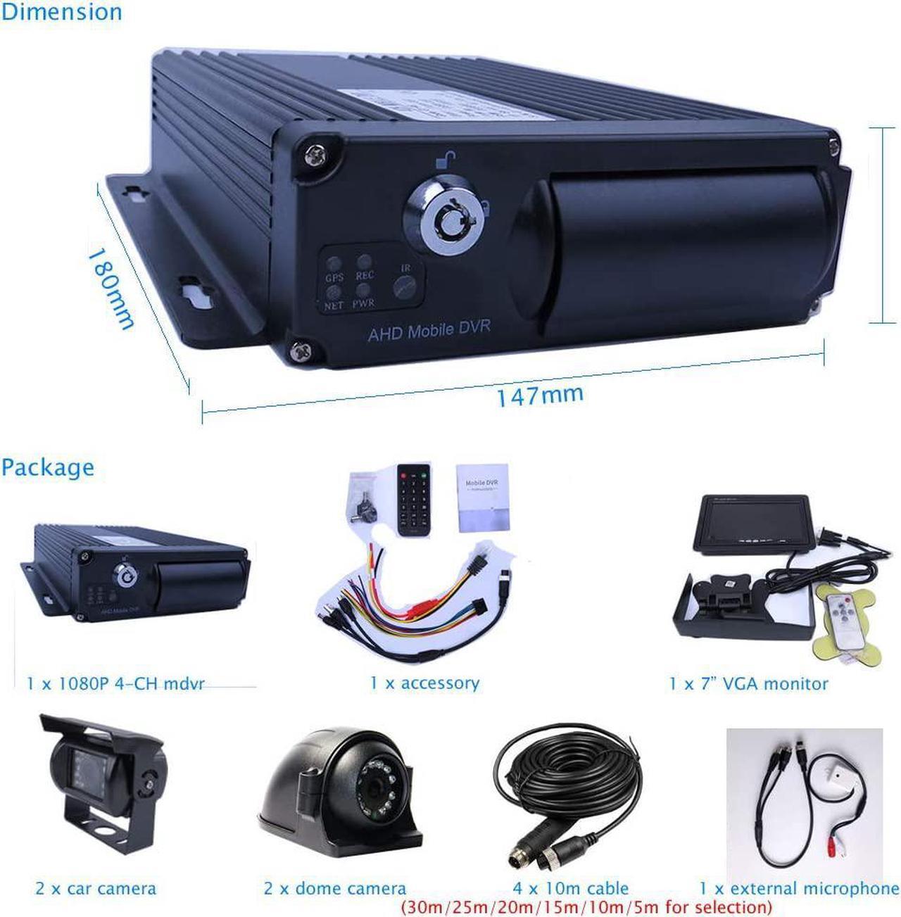 Alt view image 5 of 7 - JOINLGO 4-CH 1080P AHD Mobile Vehicle Car DVR Video Recorder Kit with Night Vision Waterproof Side Front Rear View Car Camera 7 inches IPSMonitor for Truck Van Bus