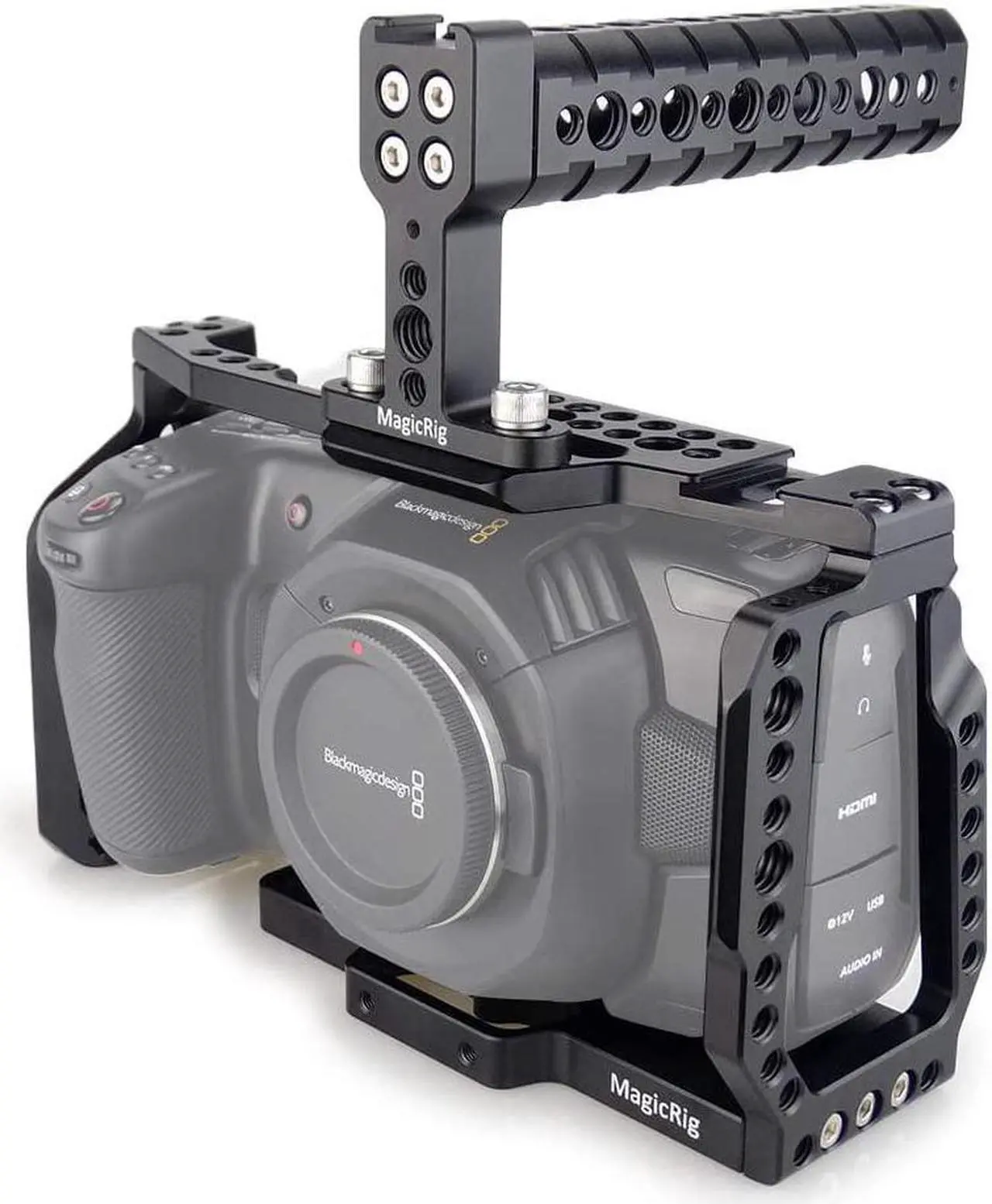 Main image of BMPCC 4K /BMPCC 6K Cage with Top Handle for Blackmagic Pocket Cinema Camera BMPCC 4K /6K to Mount Microphone Monitor LED Light