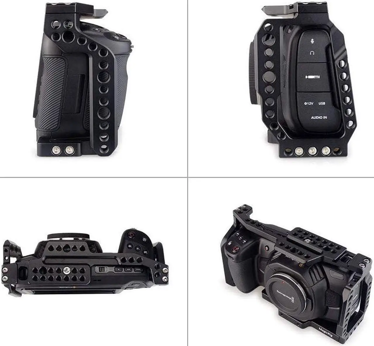 Alt view image 3 of 6 - BMPCC 4K /BMPCC 6K Cage with Top Handle for Blackmagic Pocket Cinema Camera BMPCC 4K /6K to Mount Microphone Monitor LED Light