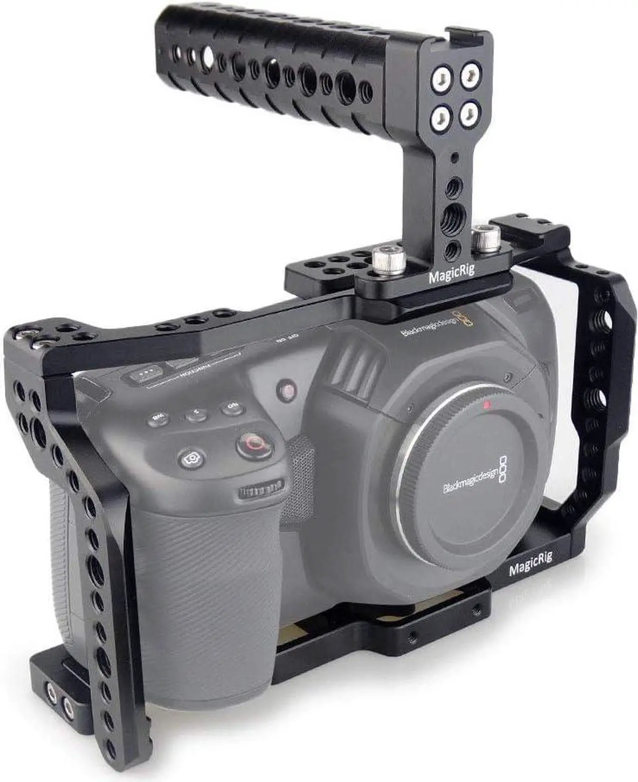 Alt view image 5 of 6 - BMPCC 4K /BMPCC 6K Cage with Top Handle for Blackmagic Pocket Cinema Camera BMPCC 4K /6K to Mount Microphone Monitor LED Light
