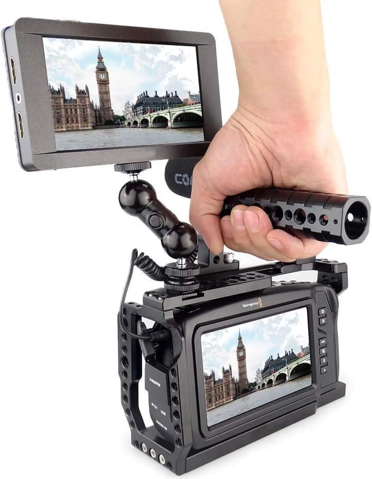 Alt view image 6 of 6 - BMPCC 4K /BMPCC 6K Cage with Top Handle for Blackmagic Pocket Cinema Camera BMPCC 4K /6K to Mount Microphone Monitor LED Light