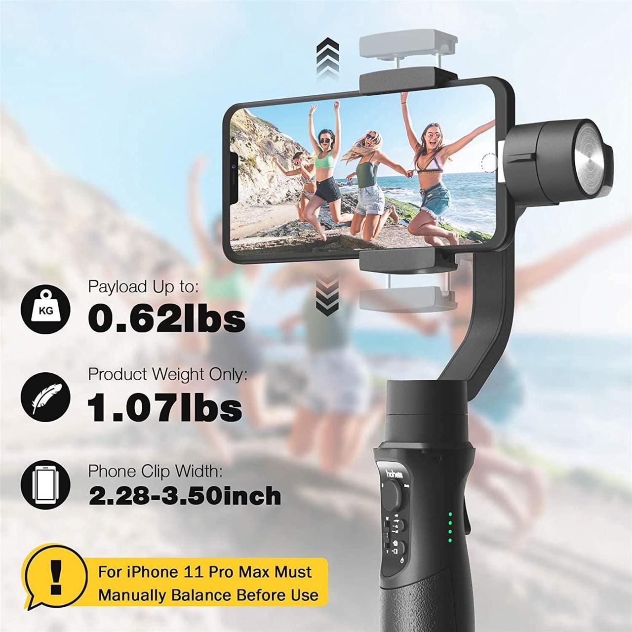 Alt view image 5 of 7 - hohem 3-Axis Gimbal Stabilizer for iPhone 13 12 11 PRO X XR XS Smartphone with 3D Inception Sport Mode Object Face Tracking Motion Time-Lapse Quick Balance Handheld Gimbal for Vlog Youtuber Live Video