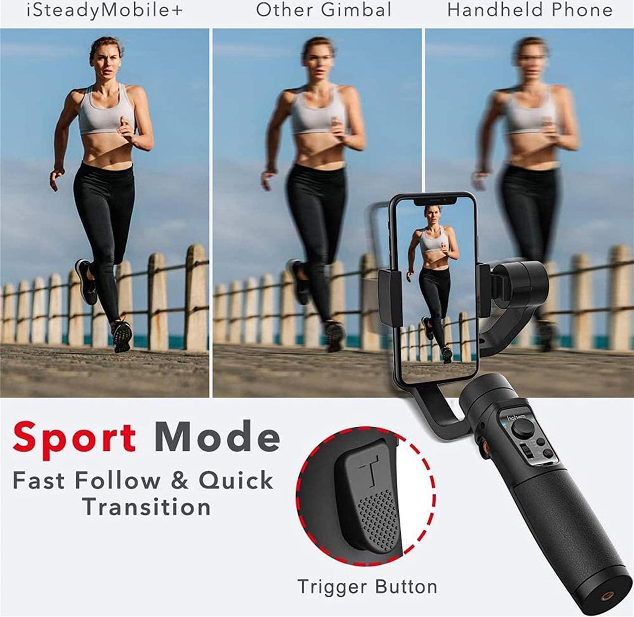 Alt view image 3 of 7 - hohem 3-Axis Gimbal Stabilizer for iPhone 13 12 11 PRO X XR XS Smartphone with 3D Inception Sport Mode Object Face Tracking Motion Time-Lapse Quick Balance Handheld Gimbal for Vlog Youtuber Live Video