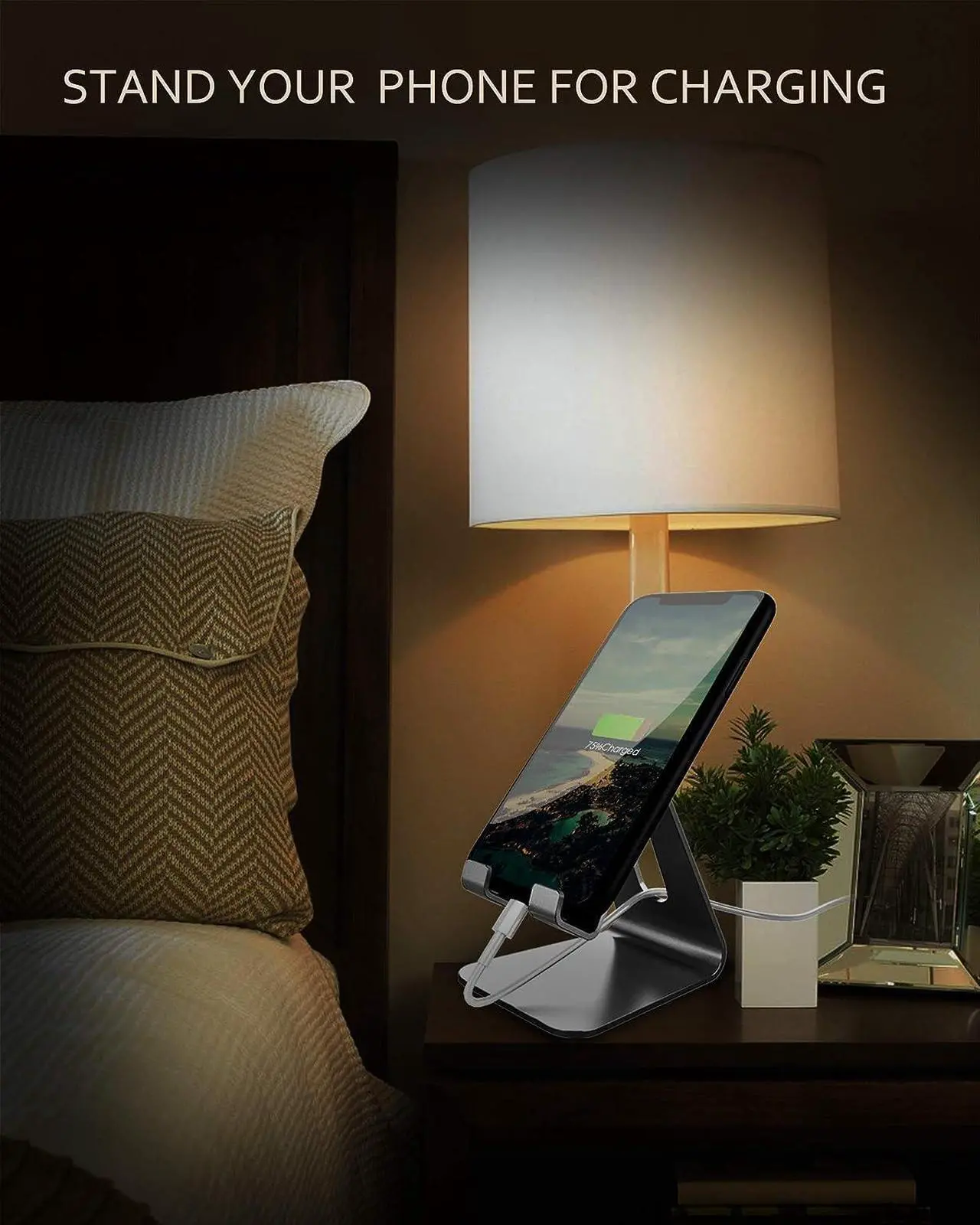 Alt view image 7 of 7 - CreaDream Cell Phone Stand, Cradle, Holder, Aluminum Desktop Stand Compatible with Switch, All Smart Phone, iPhone 11 Pro Xs Max Xr X Se 8 7 6 6s Plus SE 5 5s-Black, Welcome to consult