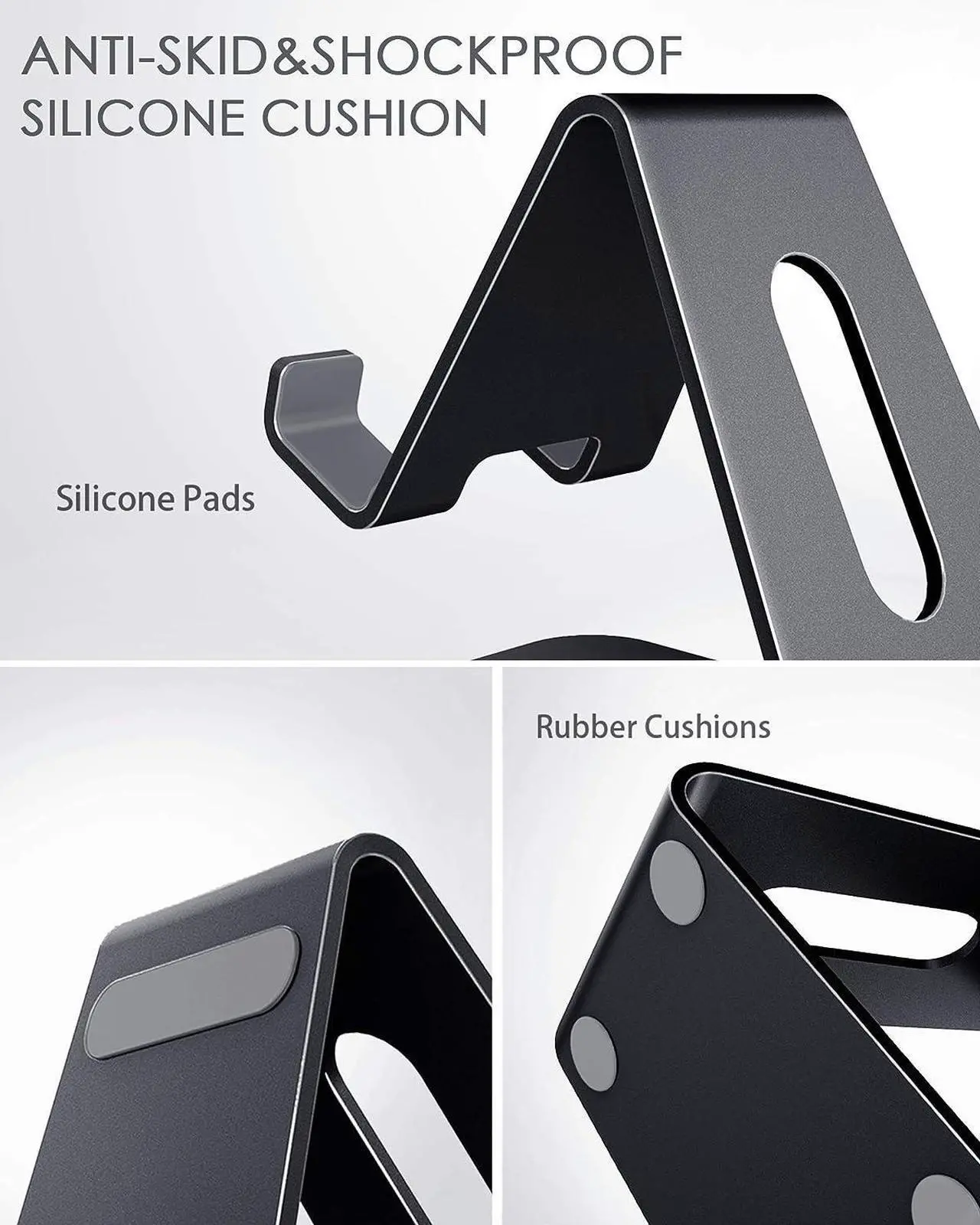 Alt view image 6 of 7 - CreaDream Cell Phone Stand, Cradle, Holder, Aluminum Desktop Stand Compatible with Switch, All Smart Phone, iPhone 11 Pro Xs Max Xr X Se 8 7 6 6s Plus SE 5 5s-Black, Welcome to consult