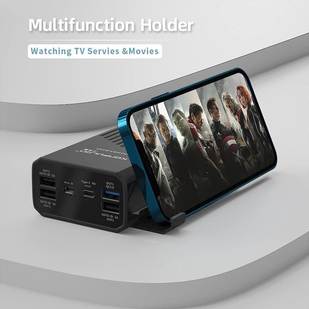 Alt view image 4 of 7 - Power Bank 40000mah Portable Charger 20W USB-C Battery Pack with 5 Outputs & 2 Inputs External Battery Cell Phone Charger with Phone Holder Compatible with iPhone 12, MacBook Pro and Samsung