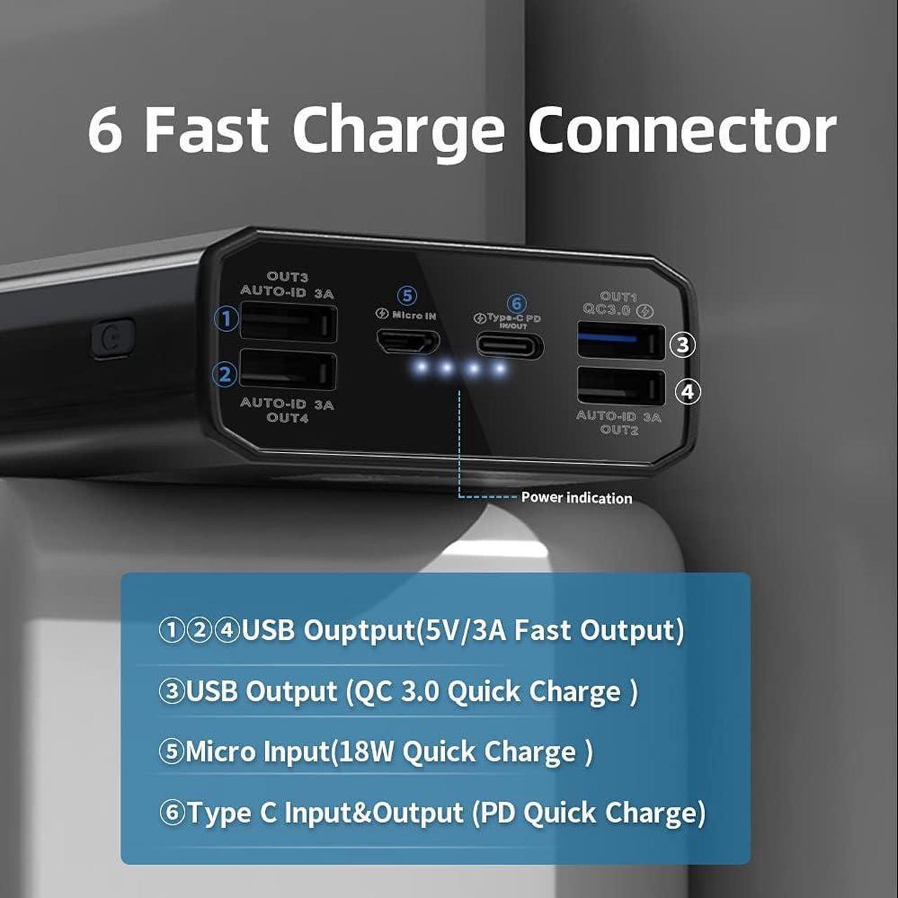 Alt view image 7 of 7 - Power Bank 40000mah Portable Charger 20W USB-C Battery Pack with 5 Outputs & 2 Inputs External Battery Cell Phone Charger with Phone Holder Compatible with iPhone 12, MacBook Pro and Samsung