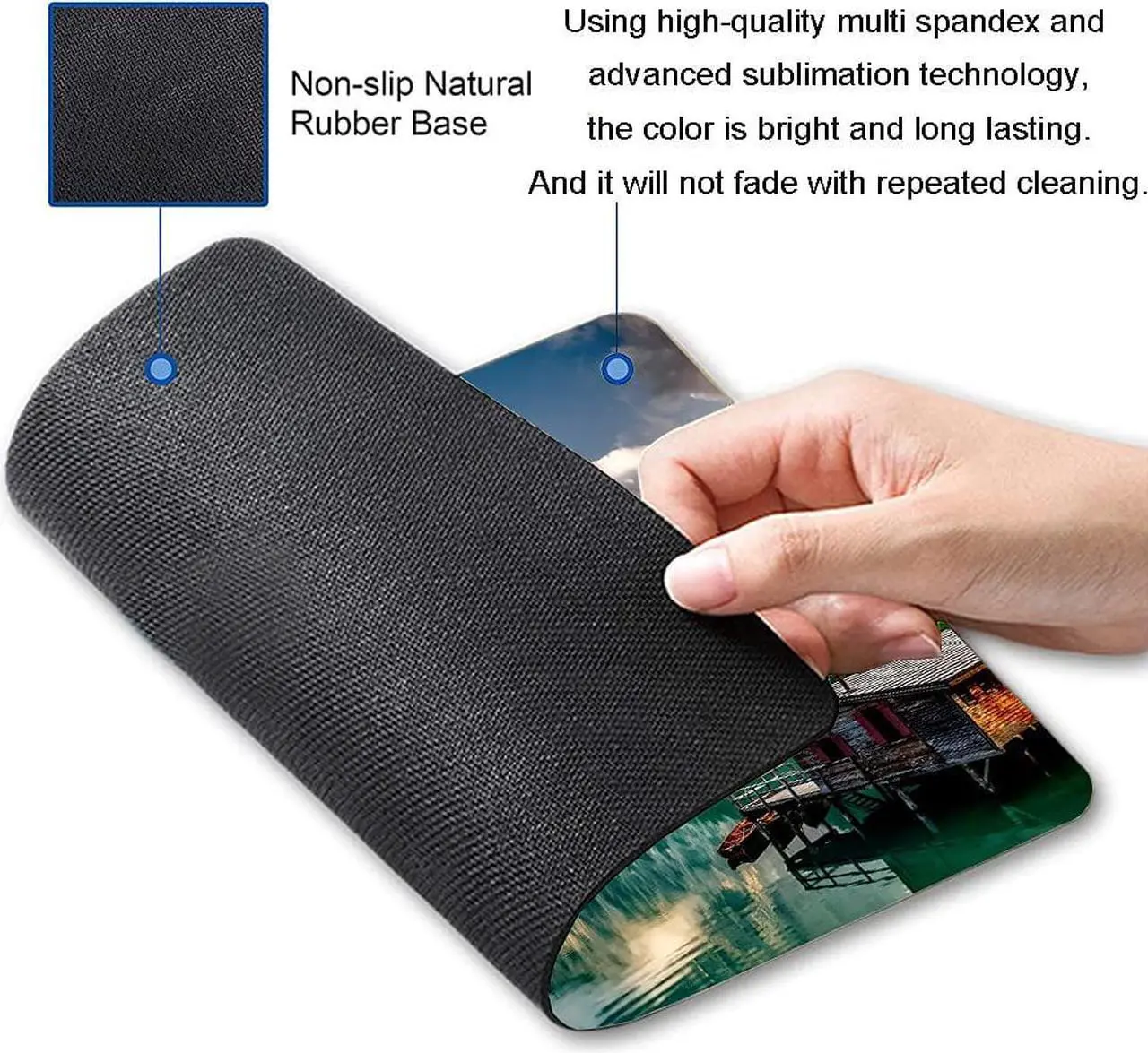 Alt view image 2 of 6 - Mouse Pad Natural Mountains Landscape Mouse Pad Computer Mouse Mat Square Waterproof Mousepad Non-Slip Rubber Base MousePads for Office Home Laptop