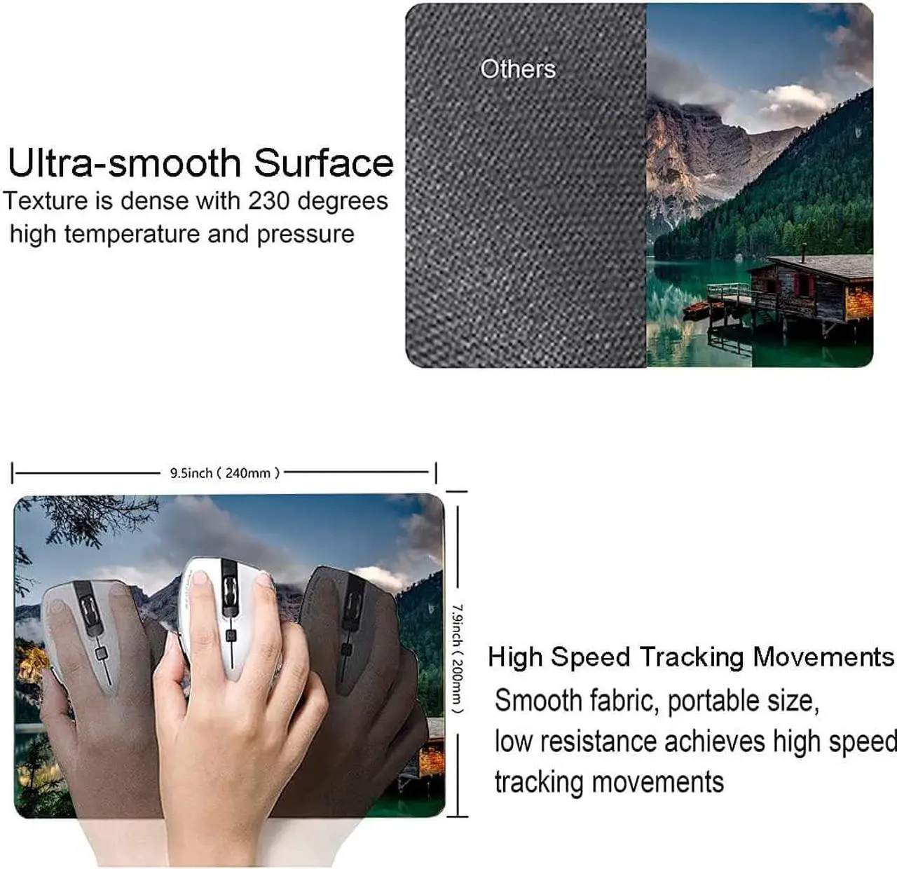 Alt view image 3 of 6 - Mouse Pad Natural Mountains Landscape Mouse Pad Computer Mouse Mat Square Waterproof Mousepad Non-Slip Rubber Base MousePads for Office Home Laptop