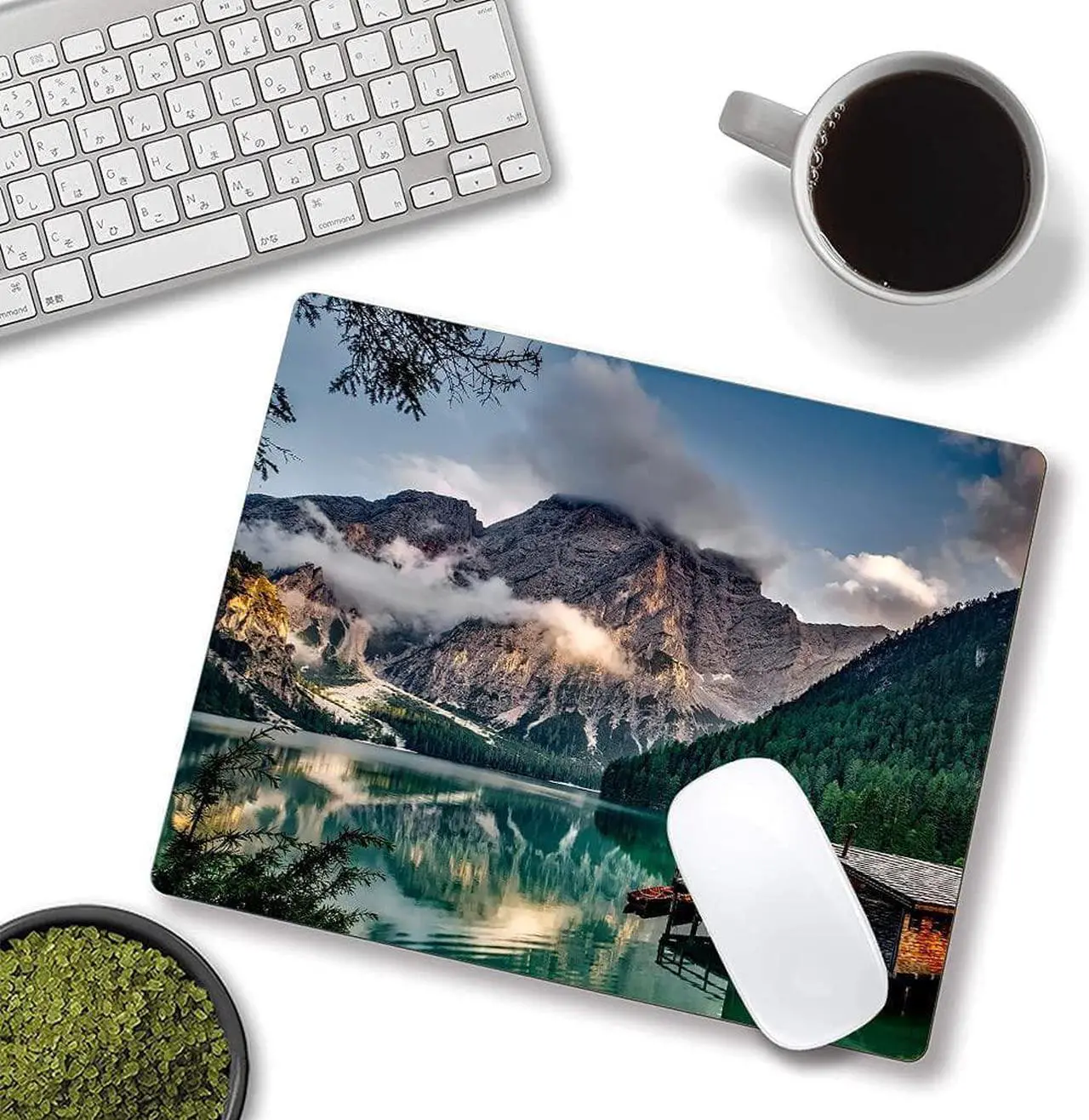 Alt view image 4 of 6 - Mouse Pad Natural Mountains Landscape Mouse Pad Computer Mouse Mat Square Waterproof Mousepad Non-Slip Rubber Base MousePads for Office Home Laptop
