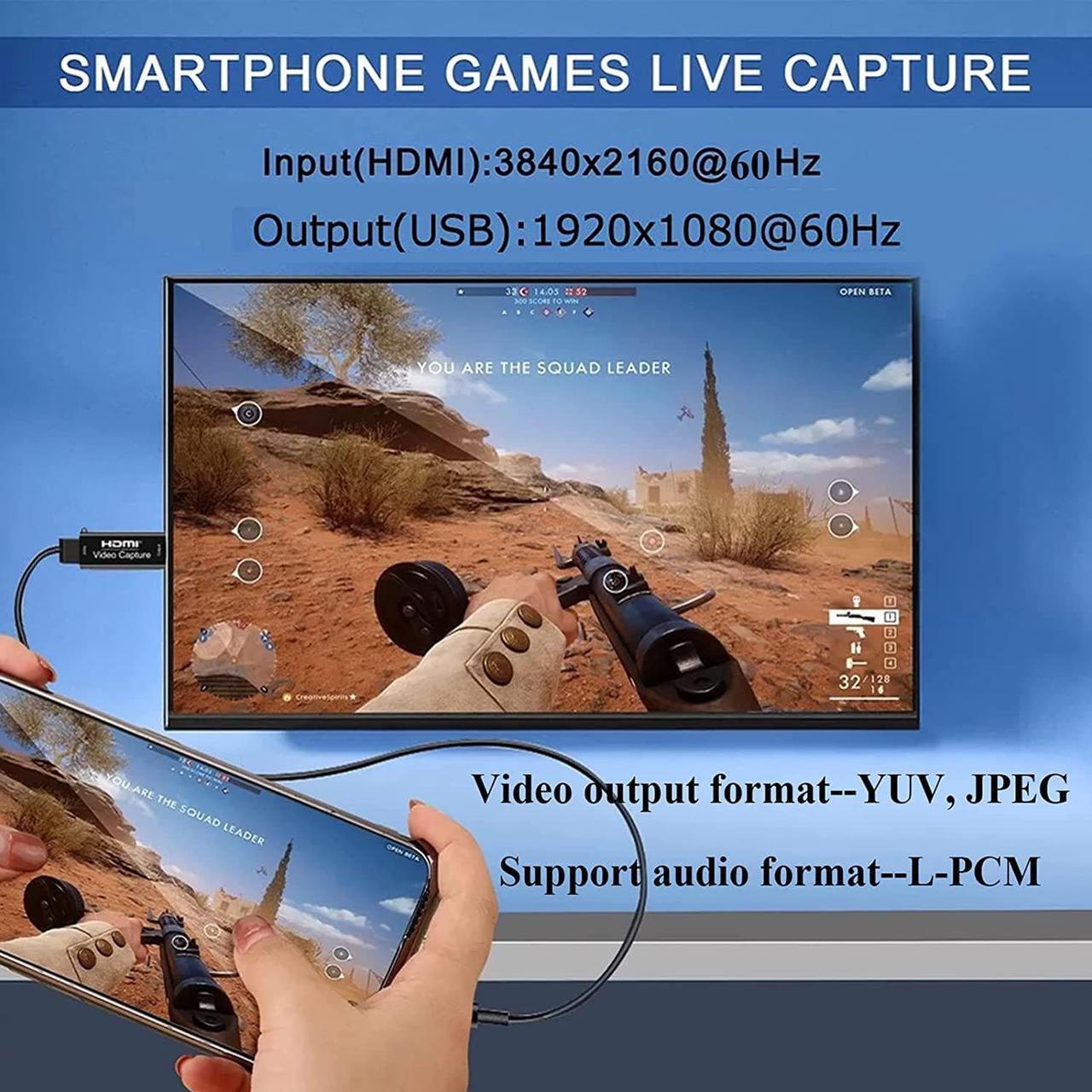 Alt view image 5 of 7 - Video Capture Card, Hdmi Video Capture Card, USB Capture Card,4K HDMI to USB2.0, Record via DSLR Camcorder Cam for High Definition Acquisition, for Broadcasting, Amamzing Record, Meeting,ect. (Black)