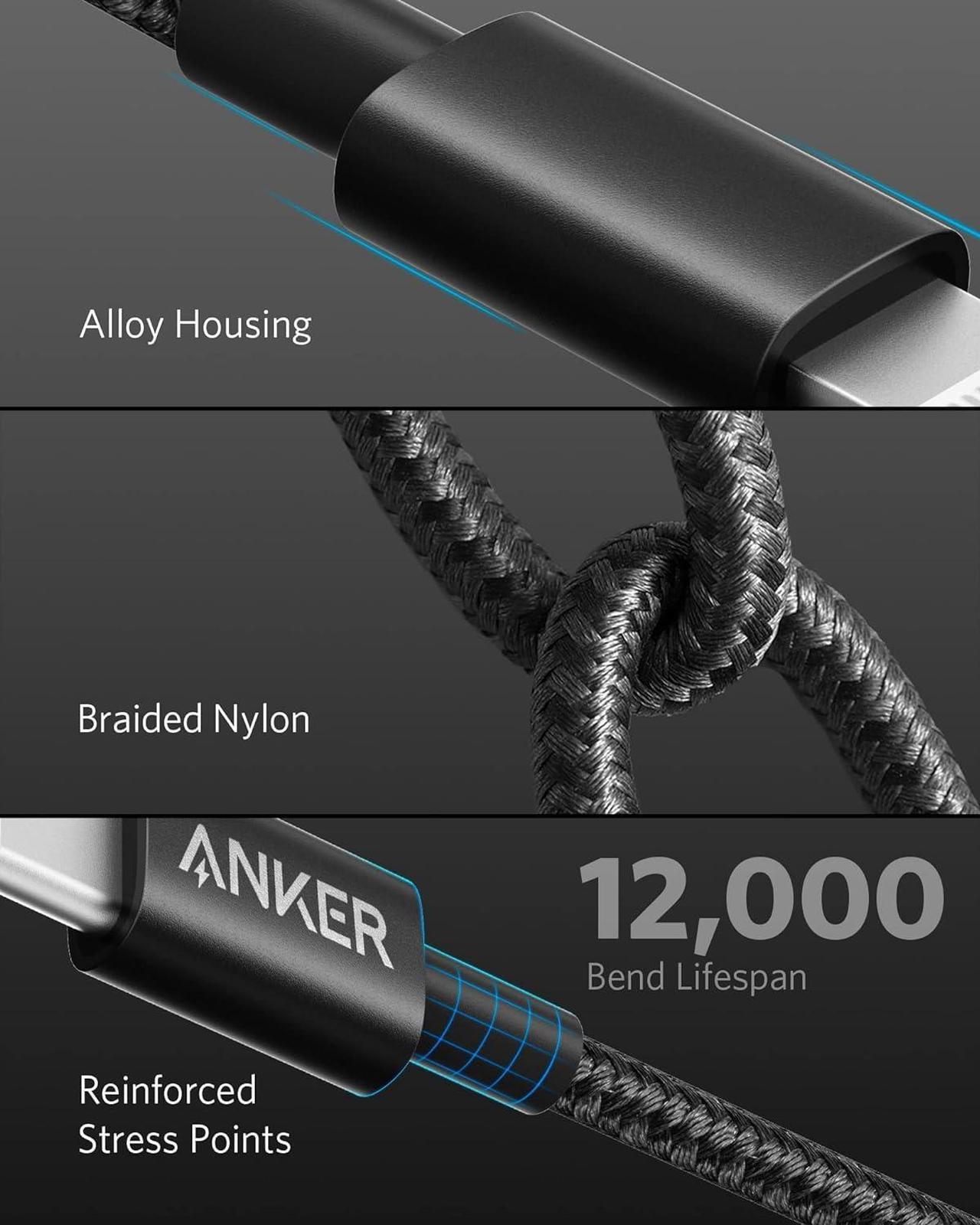 Alt view image 5 of 7 - USB C to Lightning Cable New Nylon Charging Cord [10ft MFi Certified] for iPhone 13 13 Pro 12 Pro Max 12 11 X XS XR 8 Plus  Supports Power Delivery (Black)