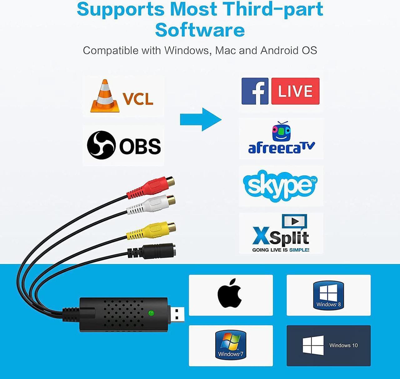 Alt view image 2 of 7 - DIGITNOW USB Audio Video Capture Card, Video Grabber VHS VCR TV to DVD Converter Adapter for Windows PC