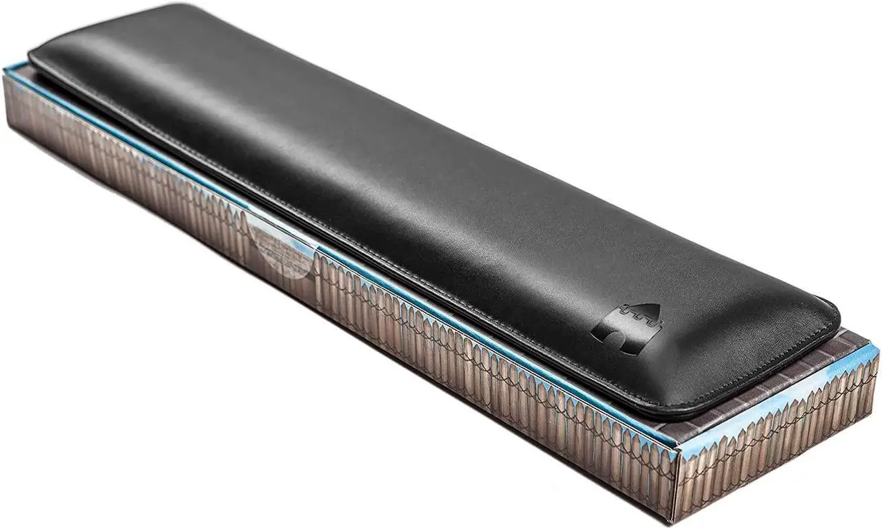 Alt view image 6 of 7 - Full Size by Castle - Leather Ergonomic Computer Wrist Rest Pad for Keyboards with Around 104 Keys - Firm Keyboard Wrist Support for Typists, Gaming, and Heavy Office Use (Nightfall, Full Size)