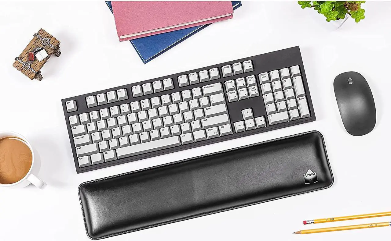 Alt view image 7 of 7 - Full Size by Castle - Leather Ergonomic Computer Wrist Rest Pad for Keyboards with Around 104 Keys - Firm Keyboard Wrist Support for Typists, Gaming, and Heavy Office Use (Nightfall, Full Size)